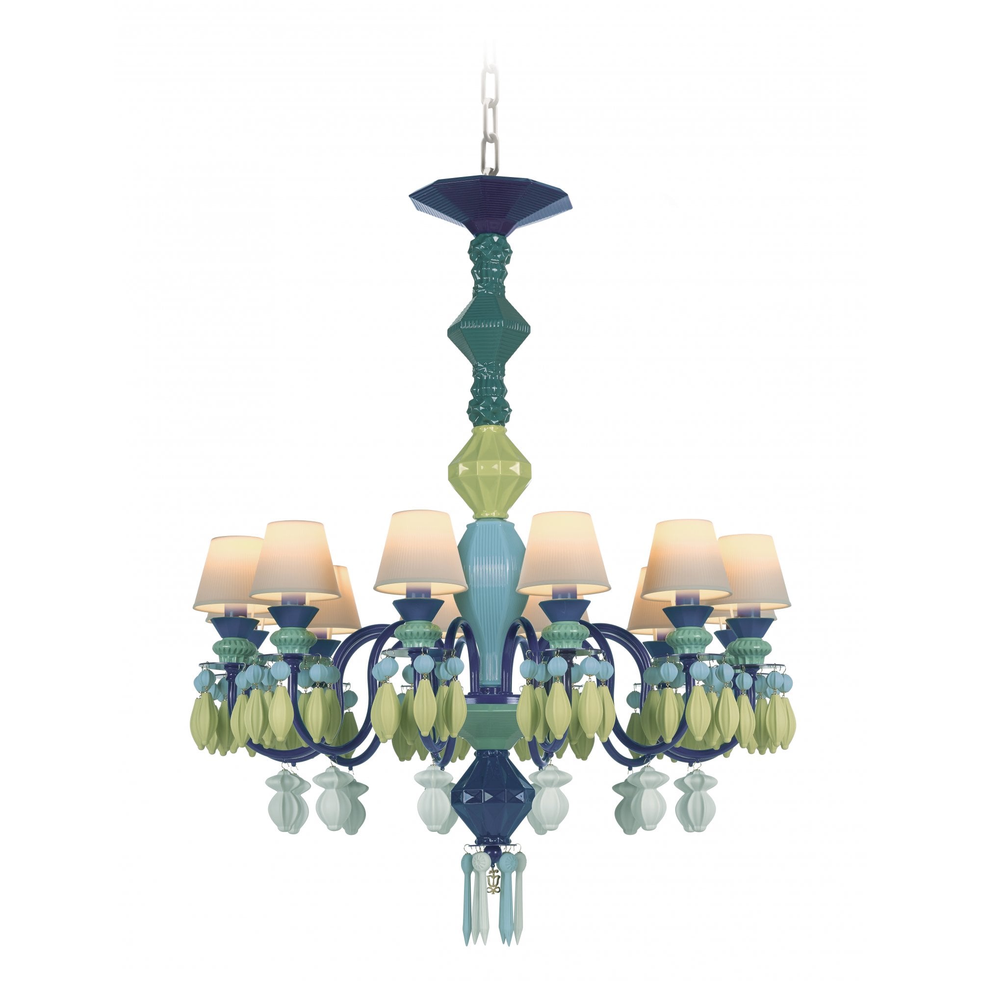 Lladro Belle De Nuit 12 Light Chandelier - Green