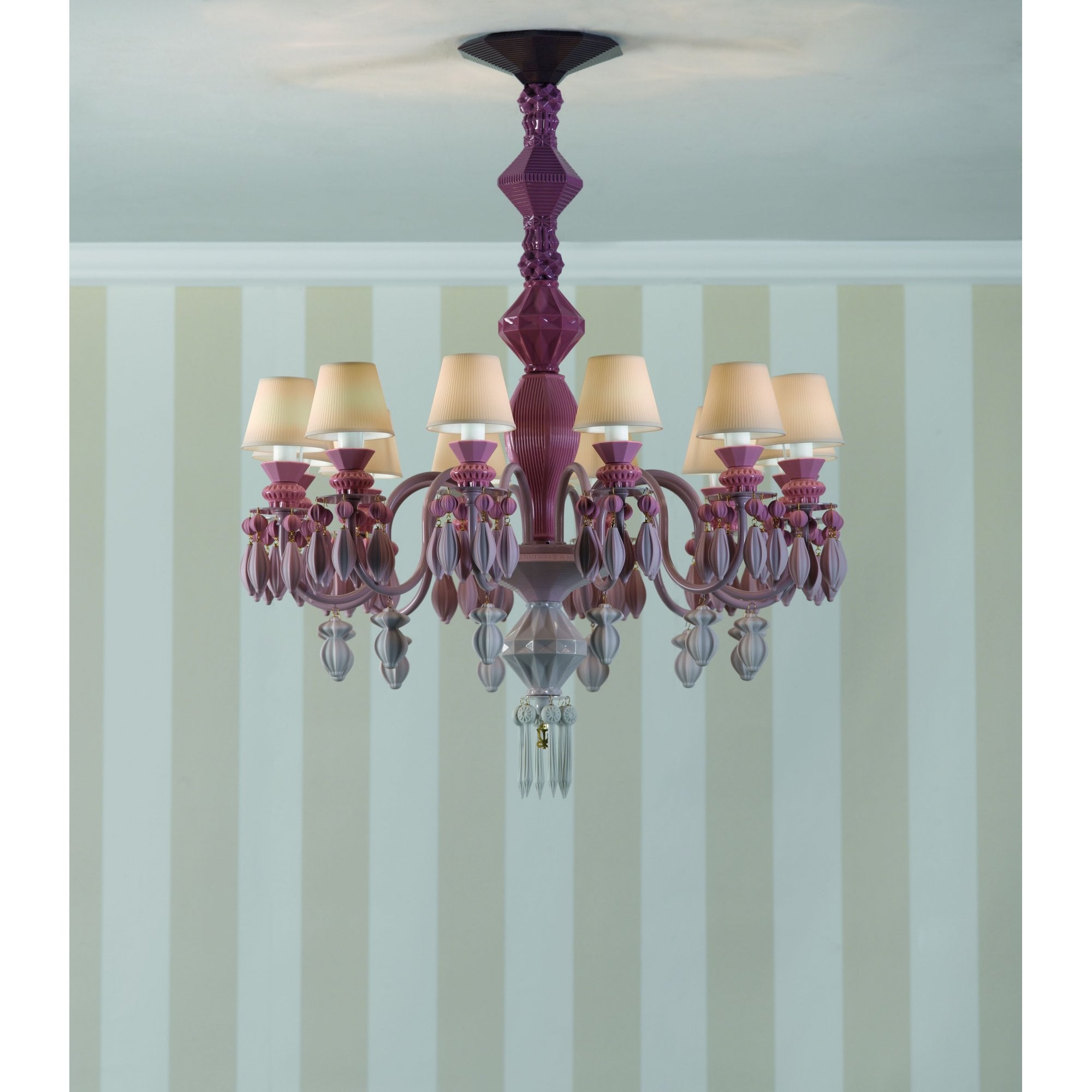 Lladro Belle De Nuit 12 Light Chandelier - Pink