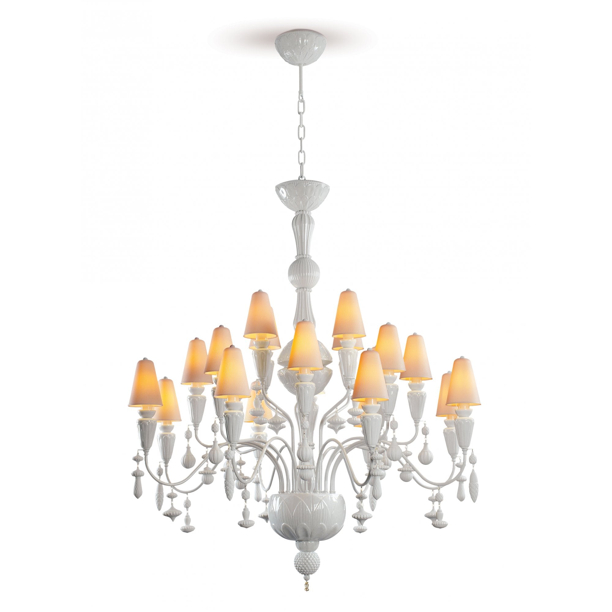 Lladro Ivy & Seed Medium 20 Light Chandelier - White