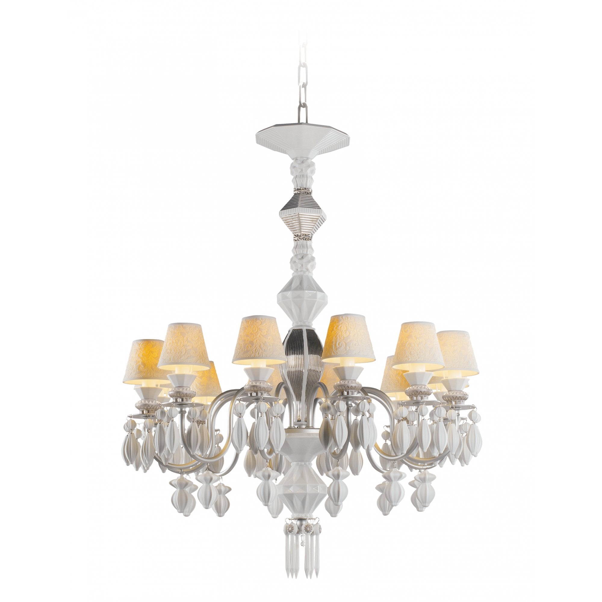 Lladro Belle De Nuit 12 Light Chandelier - Silver Luster