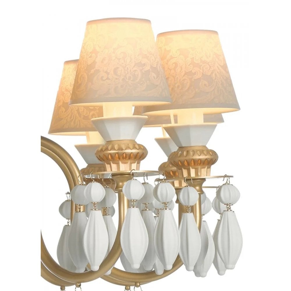 Lladro Belle De Nuit 12 Light Chandelier - Golden Luster