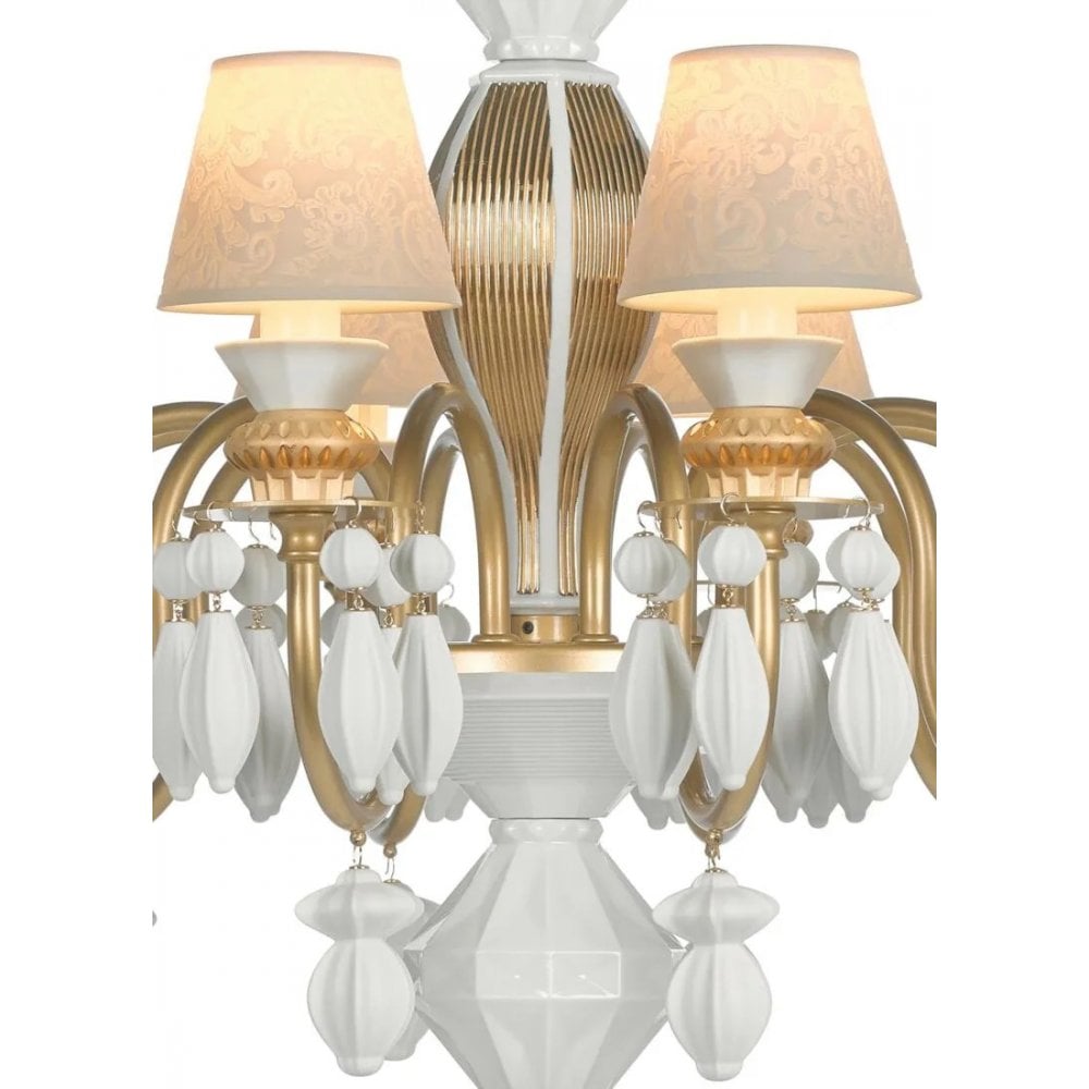 Lladro Belle De Nuit 12 Light Chandelier - Golden Luster