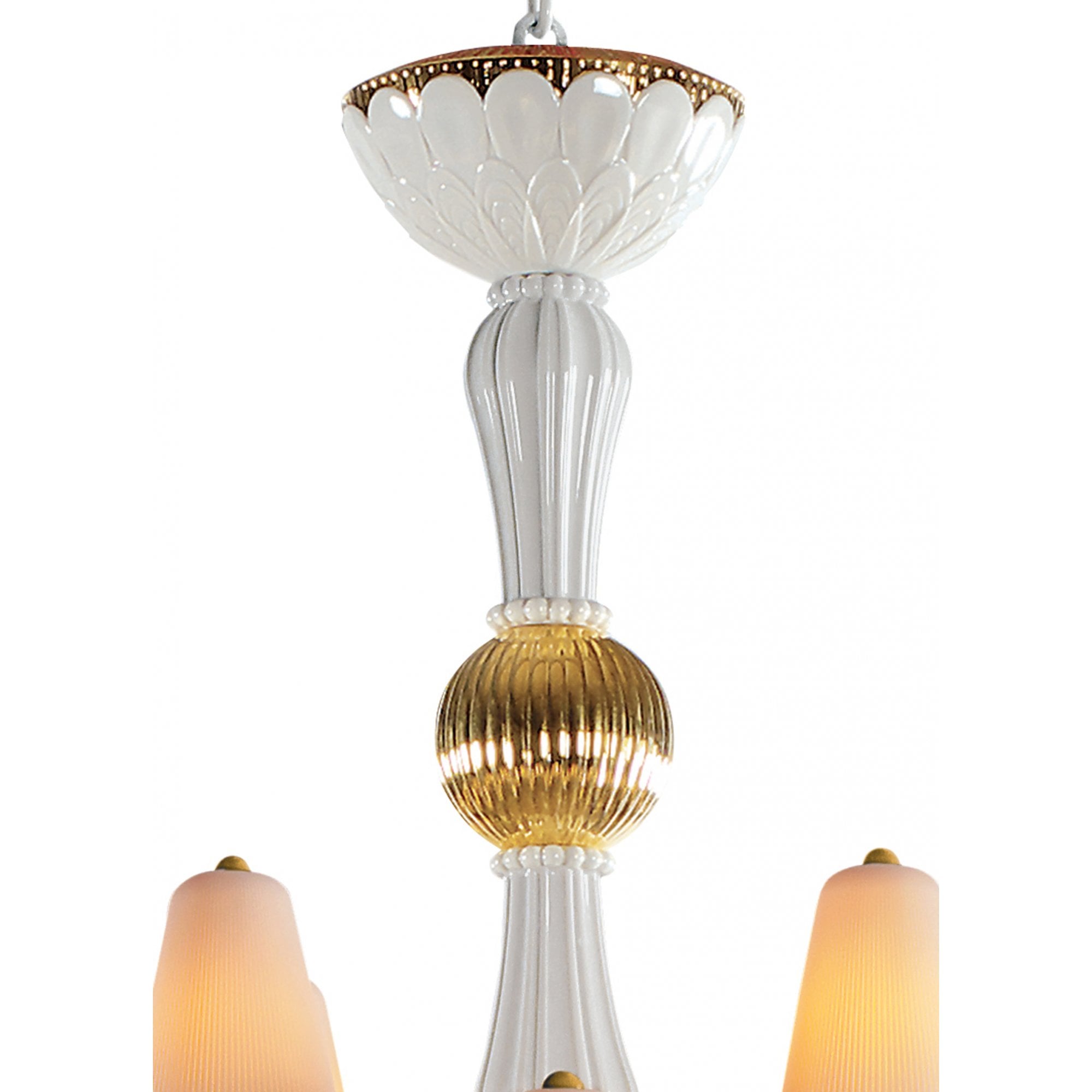 Lladro Ivy & Seed Medium 20 Light Chandelier - White & Golden Luster