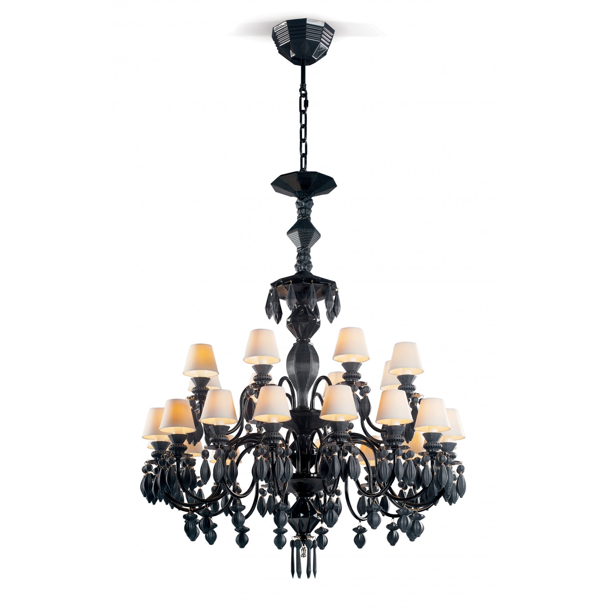 Lladro Belle De Nuit 24 Light Chandelier - Absolute Black
