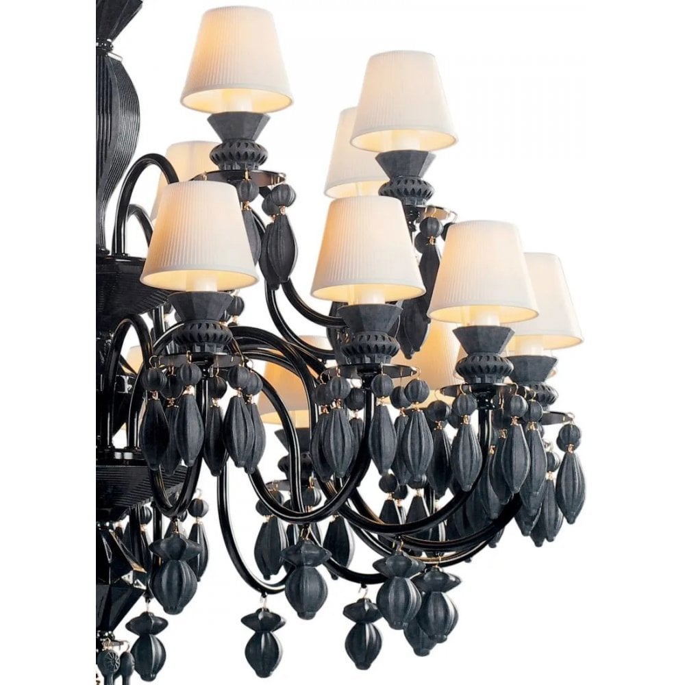 Lladro Belle De Nuit 24 Light Chandelier - Absolute Black