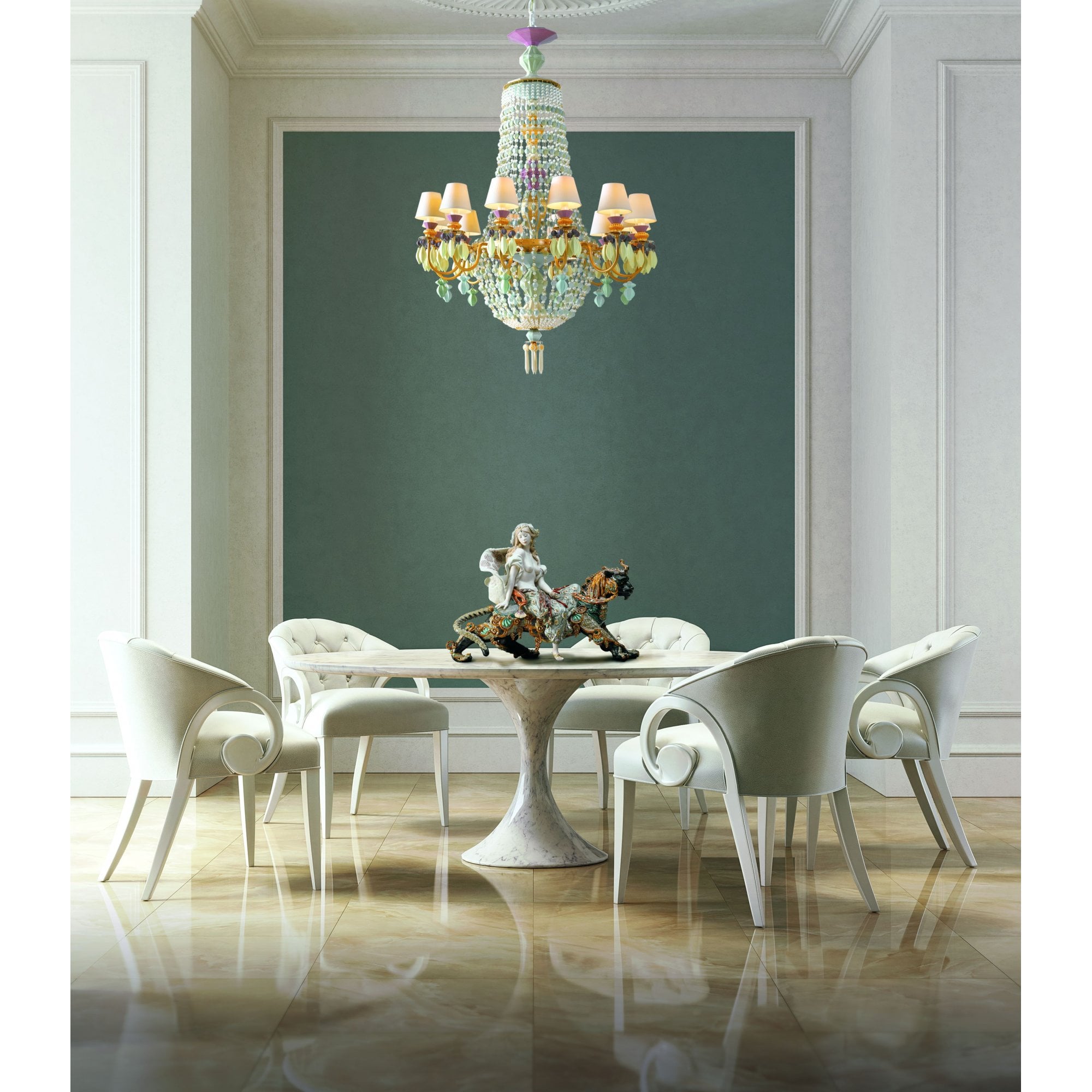 Lladro Winter Palace 12 Light Chandelier - Côte d'Azur