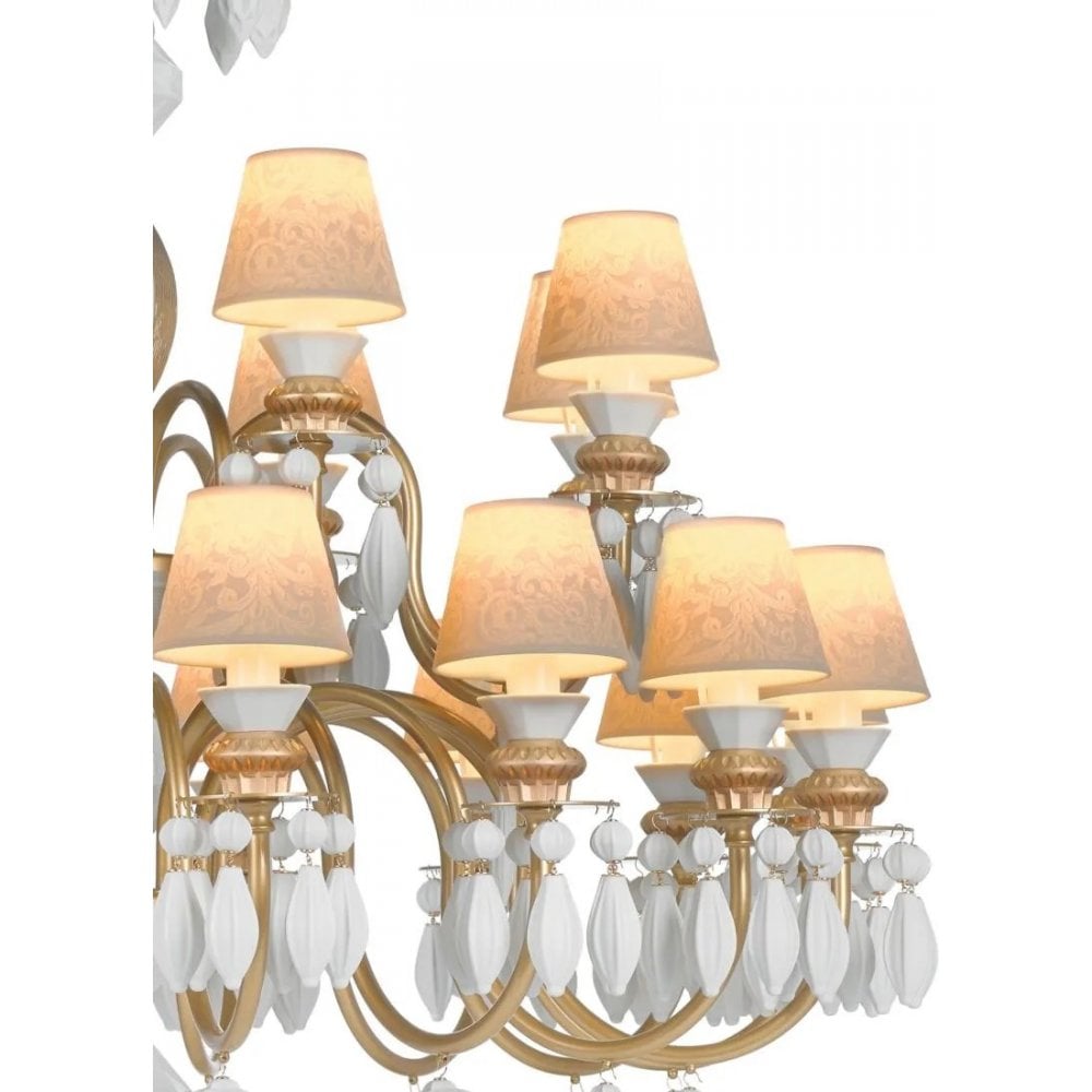 Lladro Belle De Nuit 24 Light Chandelier - Golden Luster