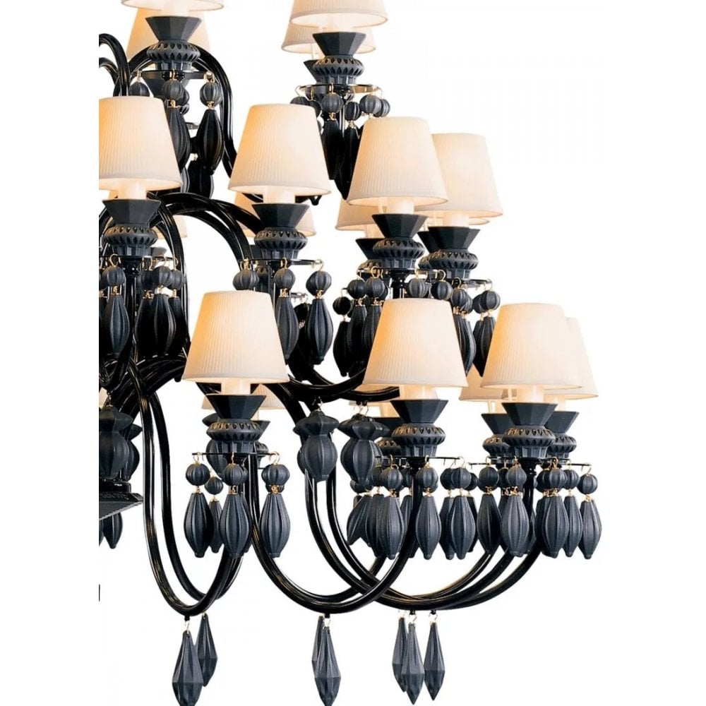 Lladro Belle De Nuit 40 Light Chandelier - Absolute Black