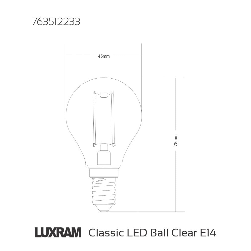 Luxram Value Classic 4W LED Golf Ball E14 Warm White - 2700K (Dimmable)