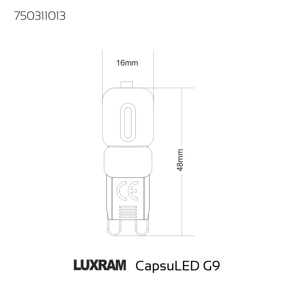 Luxram CapsuLED G9 2W Warm White - 3000K Frosted Finish (Non-Dimmable)