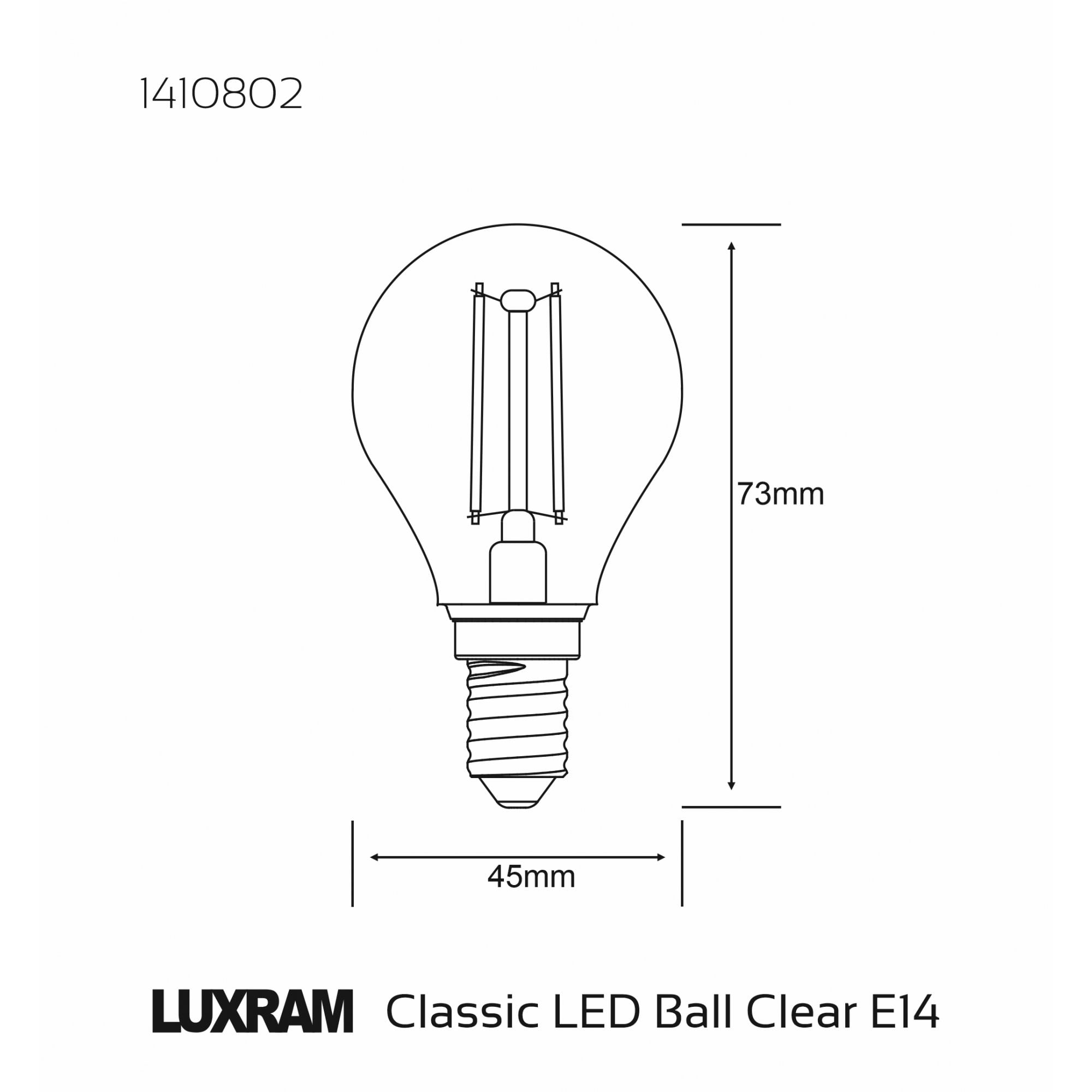 Luxram Value Classic 4W LED Golf Ball E14 Warm White - 3000K (Dimmable)