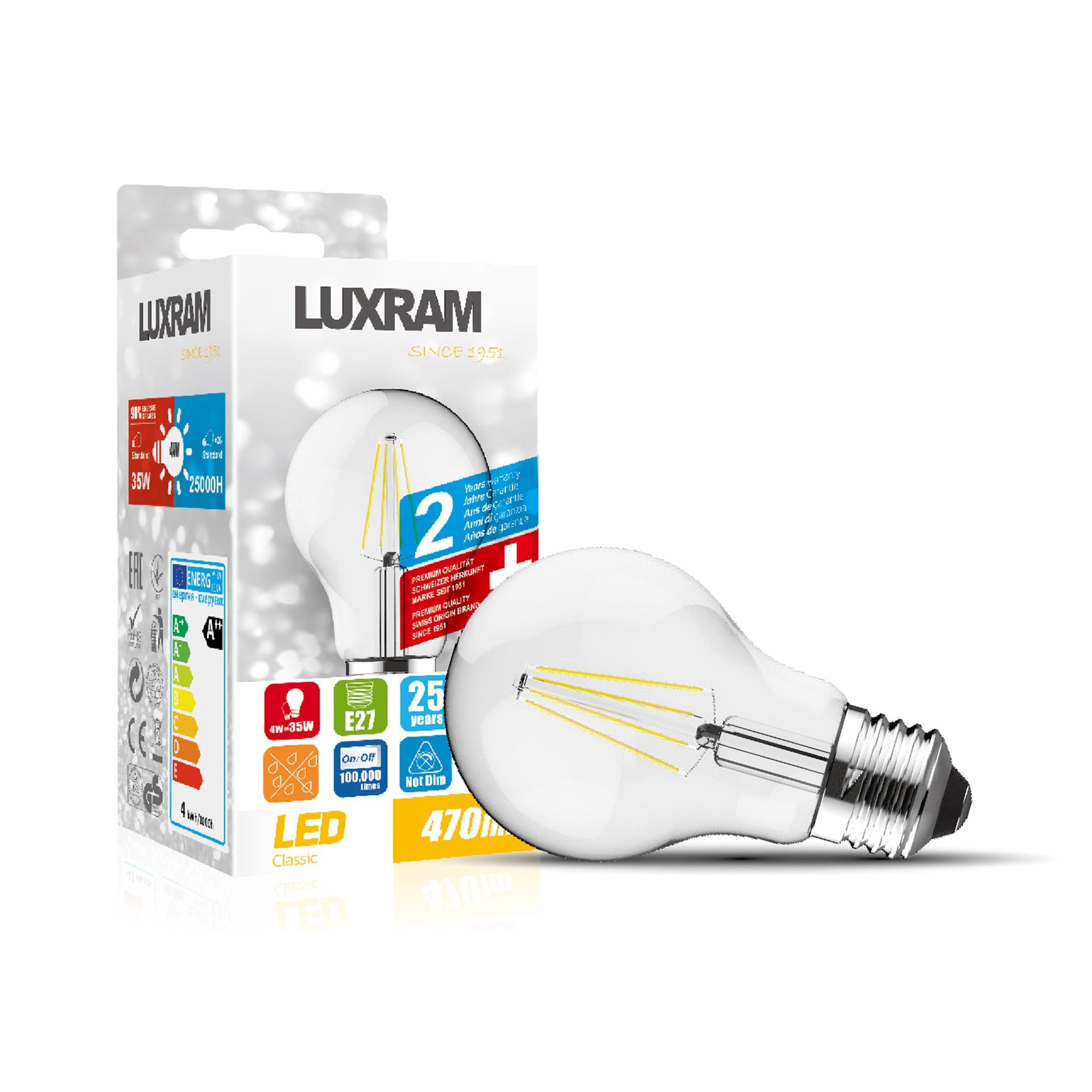 Luxram Value Classic 6.5W LED E27 GLS Warm White - 2700K (Dimmable)