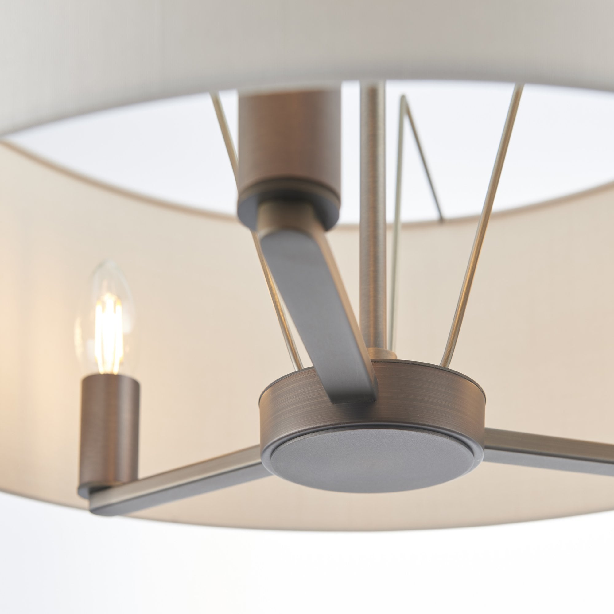 Endon Daley 3 Light Pendant - Antique Bronze Plate & Marble Fabric