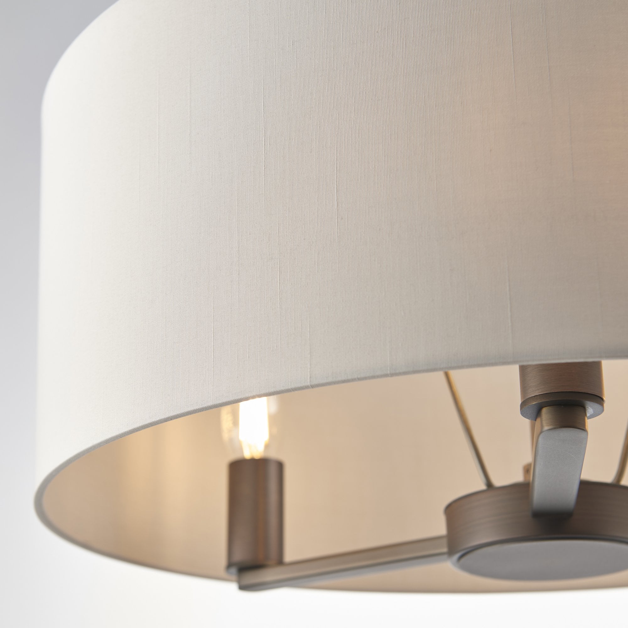 Endon Daley 3 Light Pendant - Antique Bronze Plate & Marble Fabric