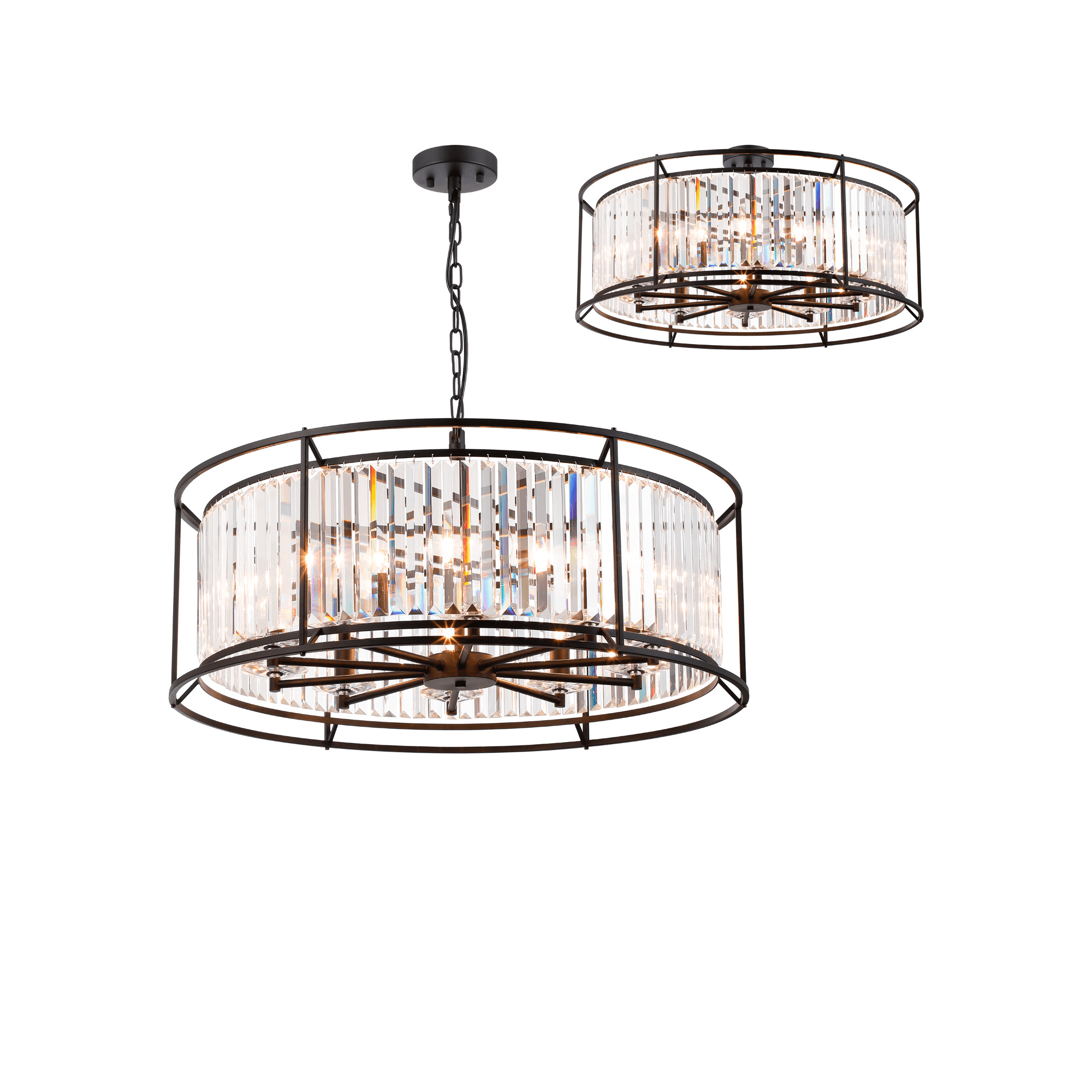 Fabula Oakhurst 10 Light Pendant - Satin Black & Clear Glass