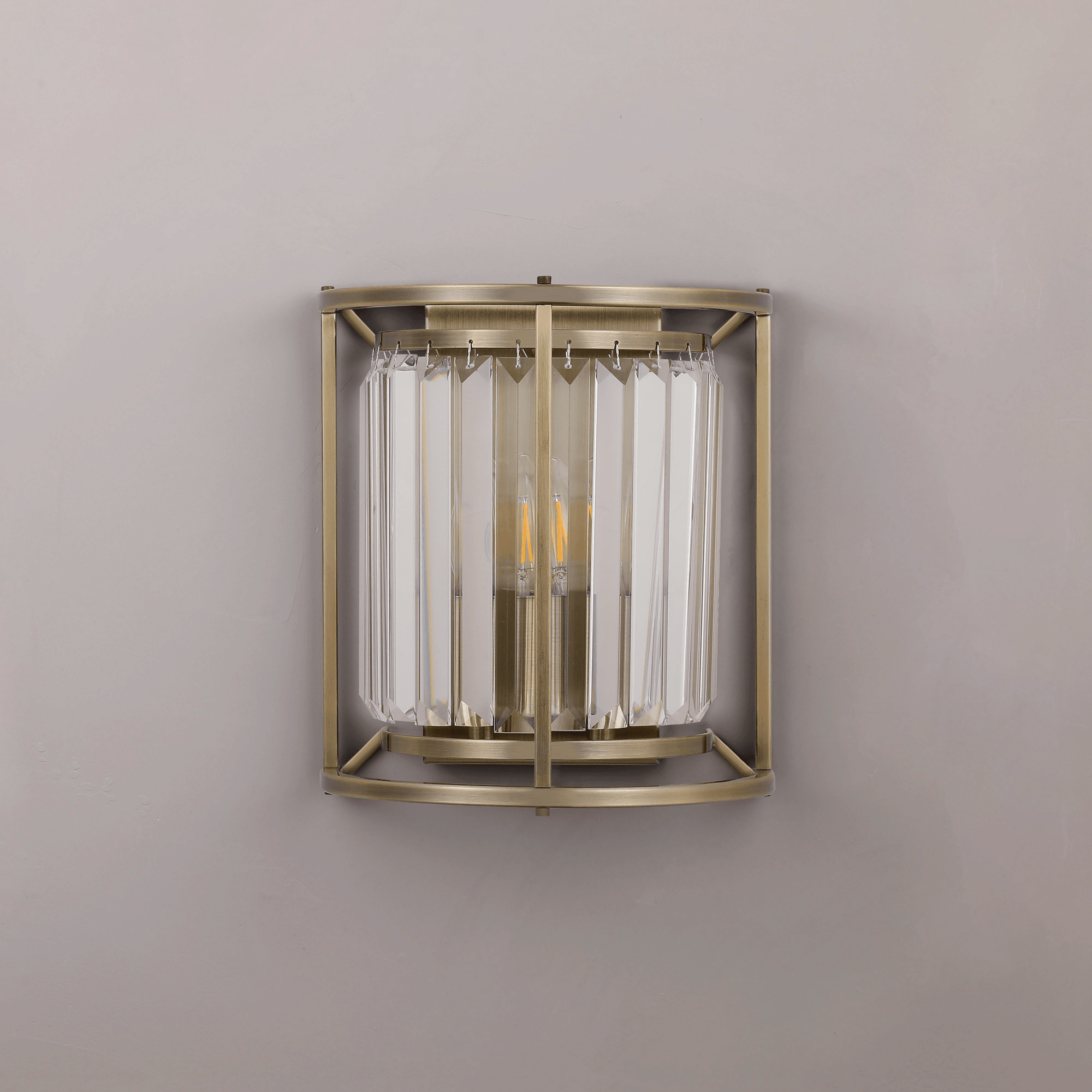 Fabula Oakhurst 2 Light Wall Lamp - Antique Brass & Clear Glass