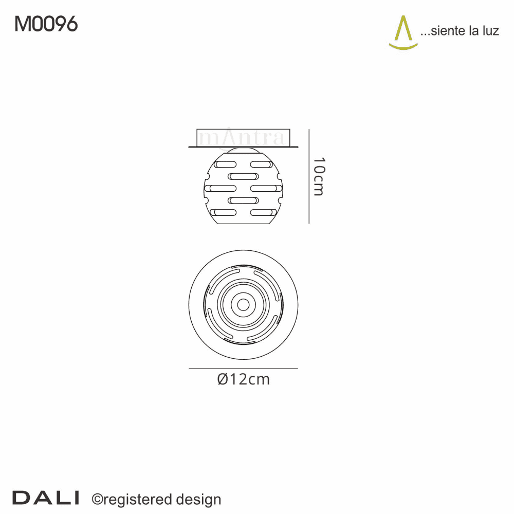 Mantra Dali Single Light Flush Ceiling Fitting - Polished Chrome