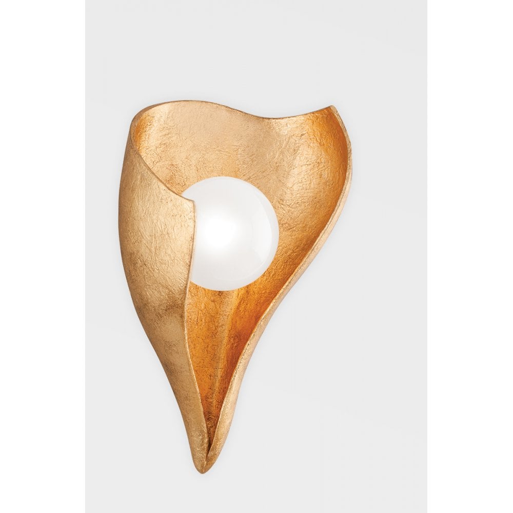 Corbett Moonstone 1 Light Wall Sconce Light - Vintage Gold Leaf