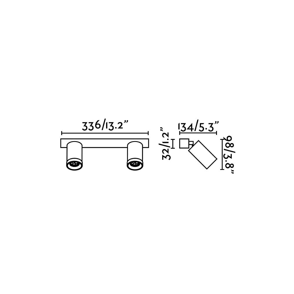 Faro Stan 2 Light Wall/Ceiling Lamp - Black