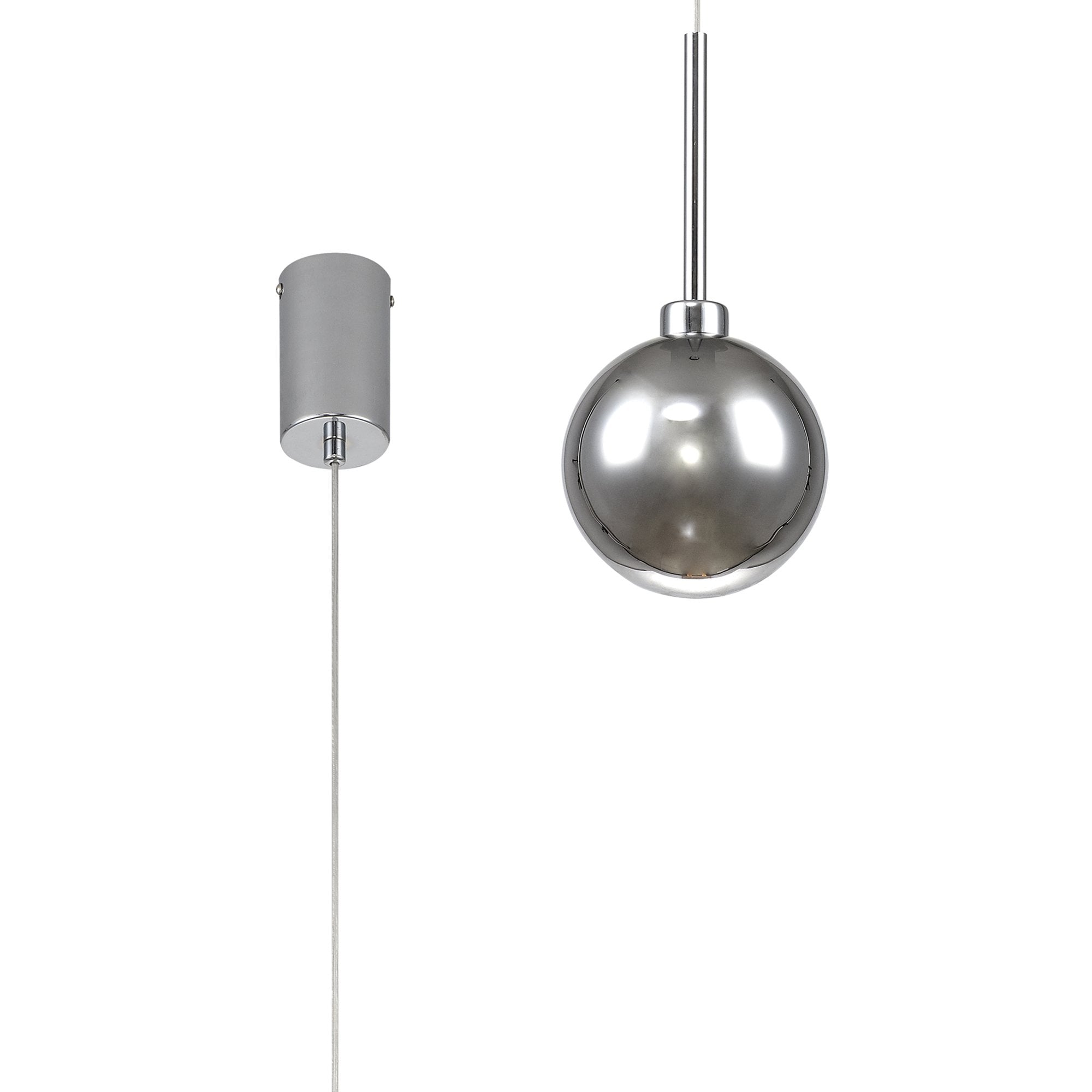 Fabula Tamworth Single Pendant - Round Shade with Inner Frosted Globe - Polished Chrome, Chrome & Frosted Glass