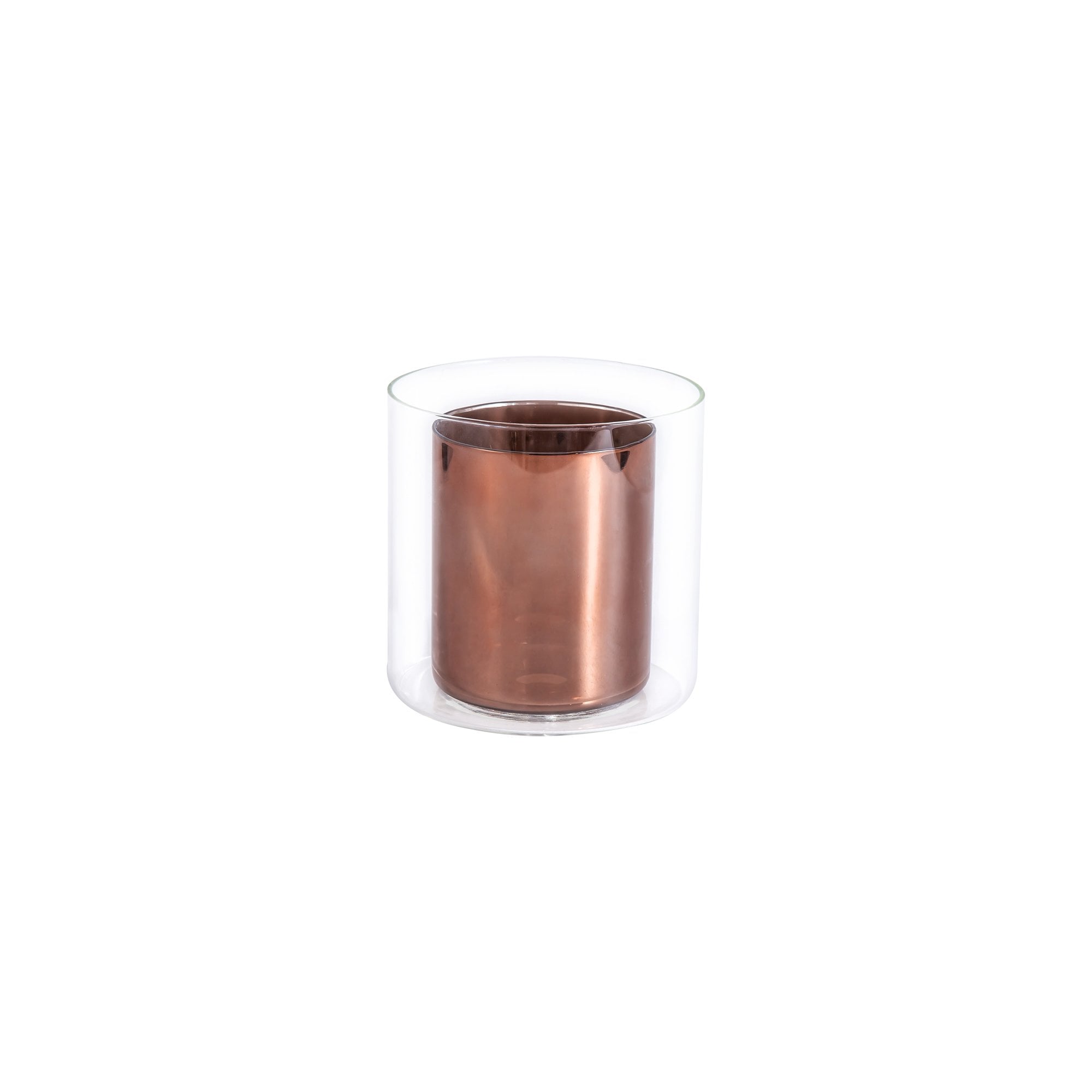 Fabula Tamworth Single Pendant - Medium Cylinder Shade with Clear Outer - Polished Chrome, Copper & Clear Glass