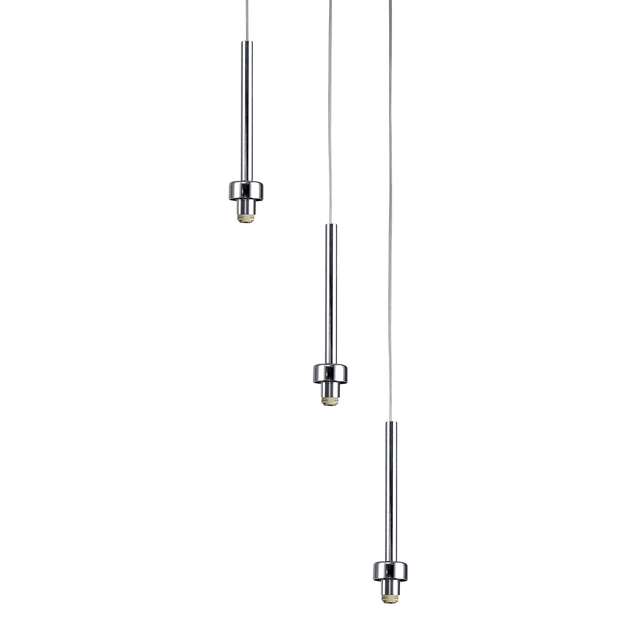 Fabula Tamworth 3 Light Round Pendant - Round Shades with Inner Frosted Globes - Polished Chrome, Smoked & Frosted Glass