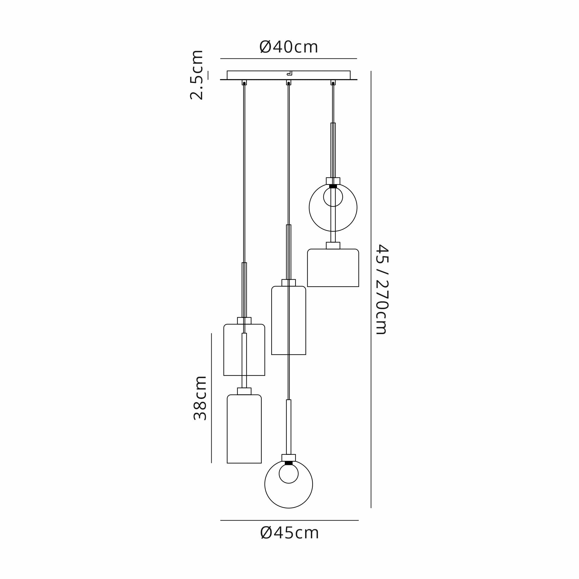 Fabula Tamworth 6 Light Round Pendant - Mixed Shades G - Polished Chrome, Cognac & Frosted Glass