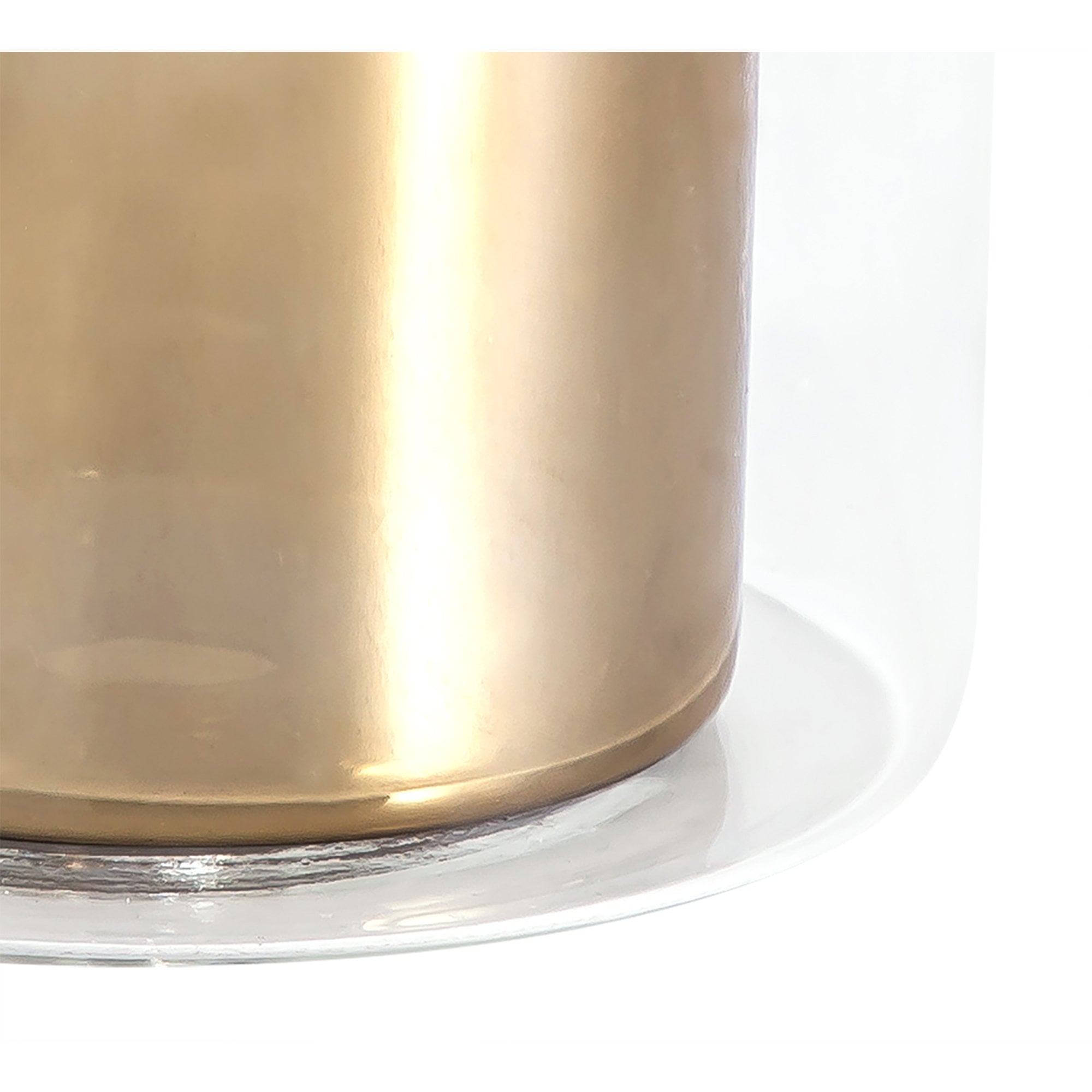 Fabula Tamworth 12 Light Linear Pendant - Medium Cylinder Shades with Clear Outer Glass - Polished Chrome, Gold & Clear Glass