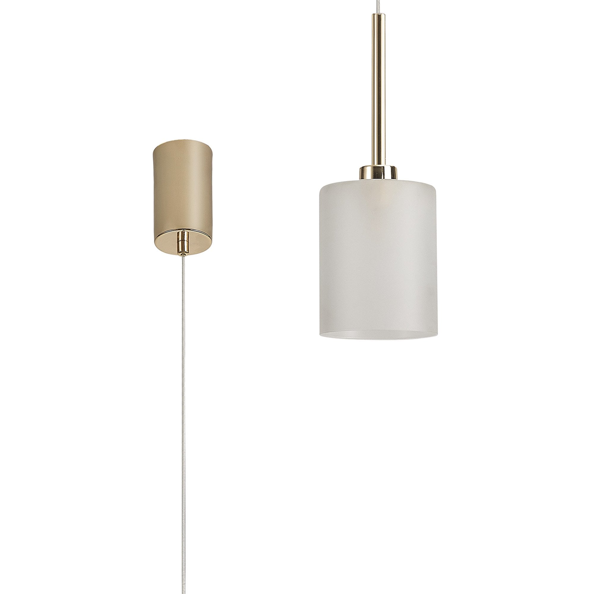 Fabula Tamworth Single Pendant - Medium Cylinder Shade - French Gold & Frosted Glass