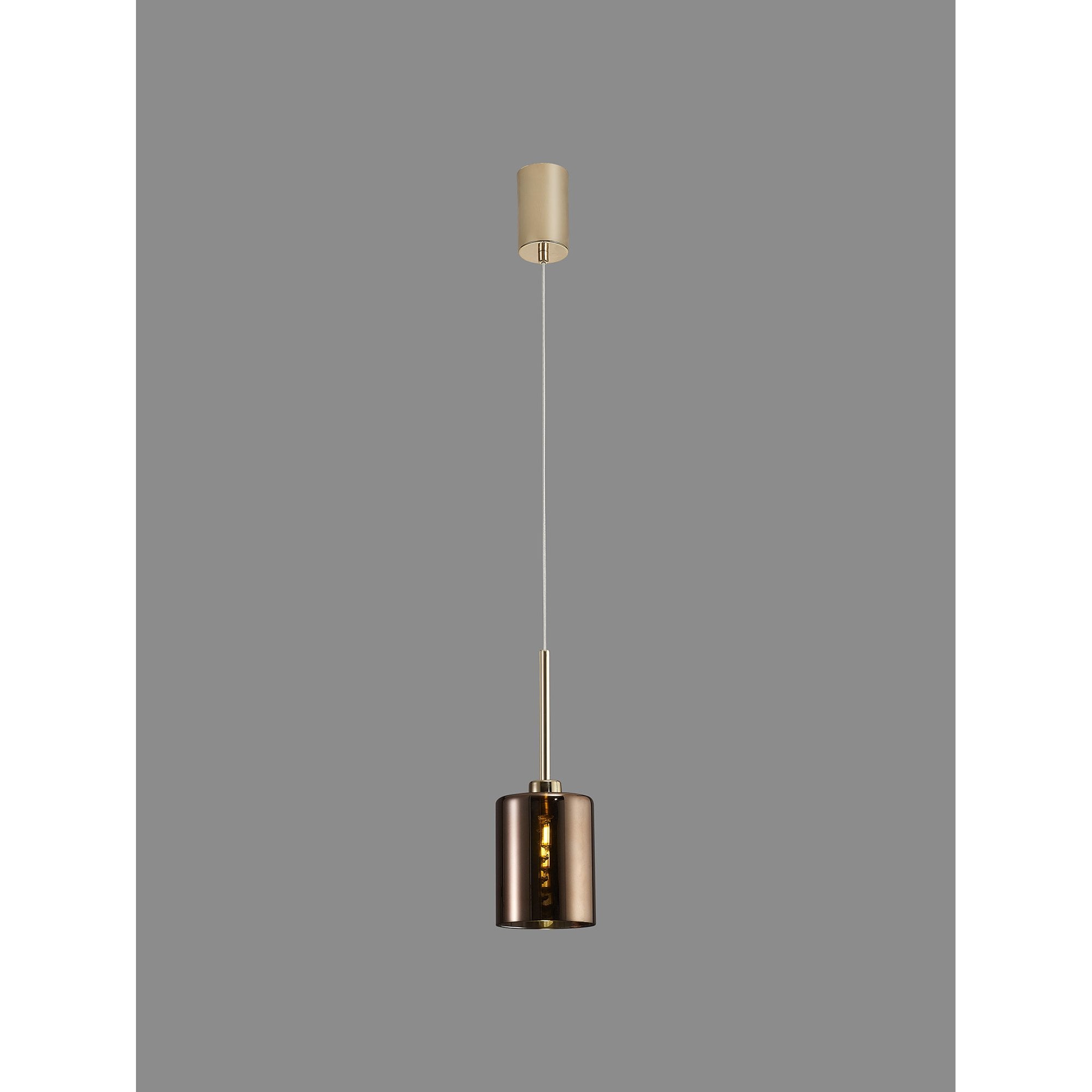 Fabula Tamworth Single Pendant - Medium Cylinder Shade - French Gold & Copper Glass