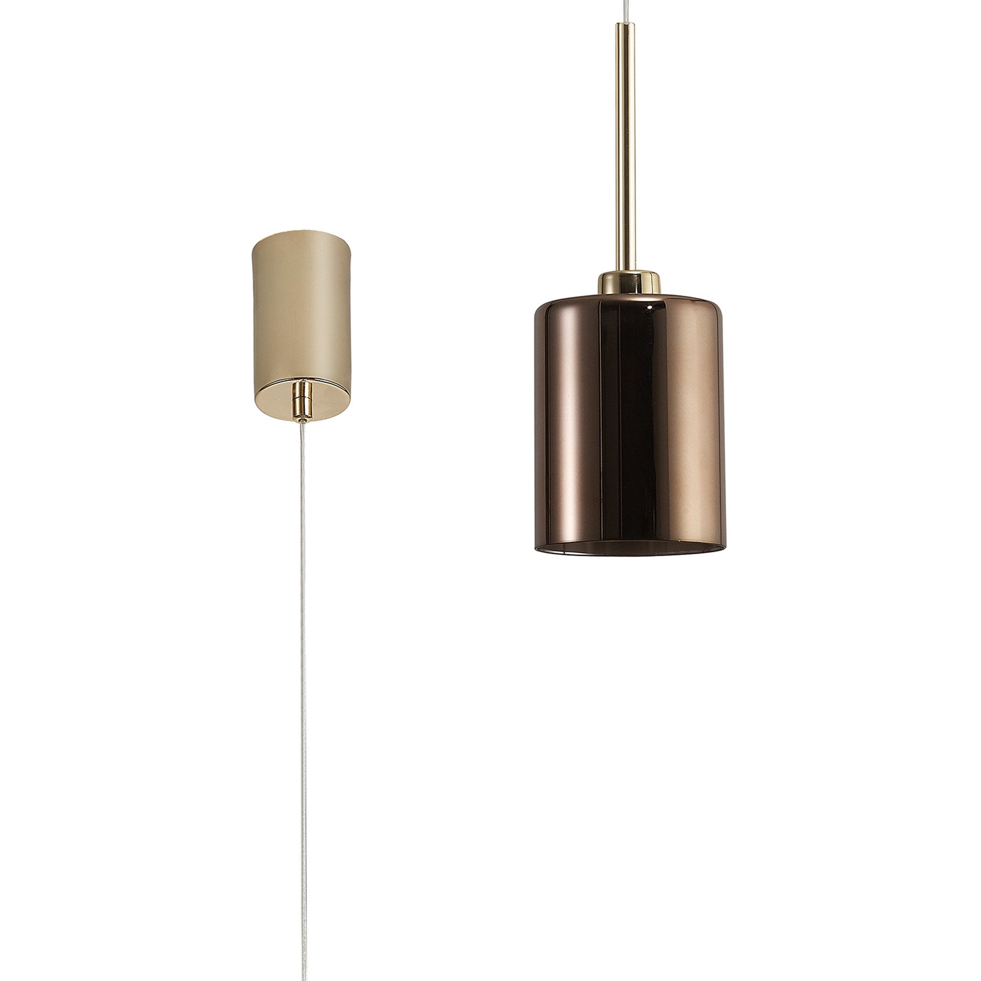 Fabula Tamworth Single Pendant - Medium Cylinder Shade - French Gold & Copper Glass