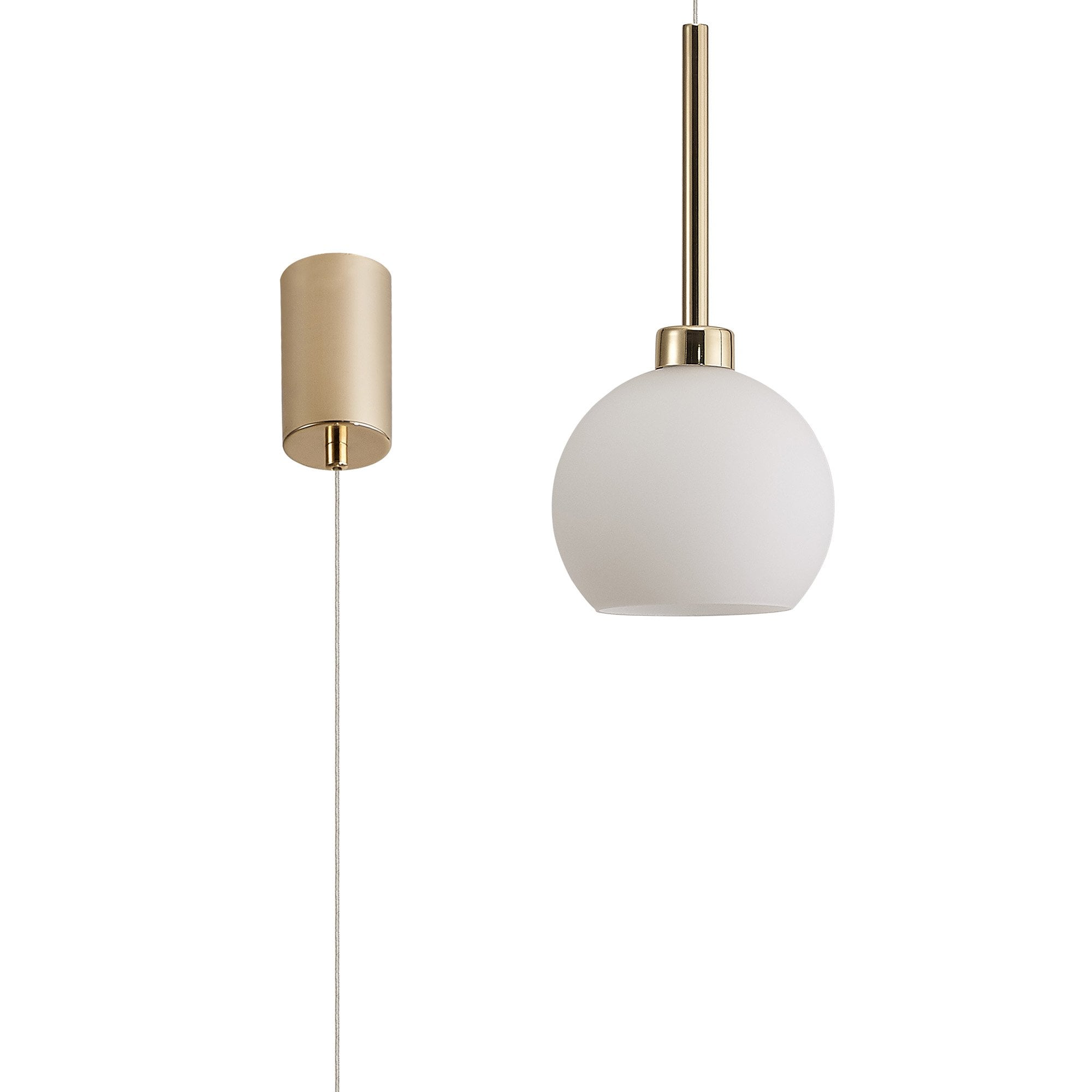 Fabula Tamworth Single Pendant - Round Open Mouth Shade - French Gold & Opal Glass