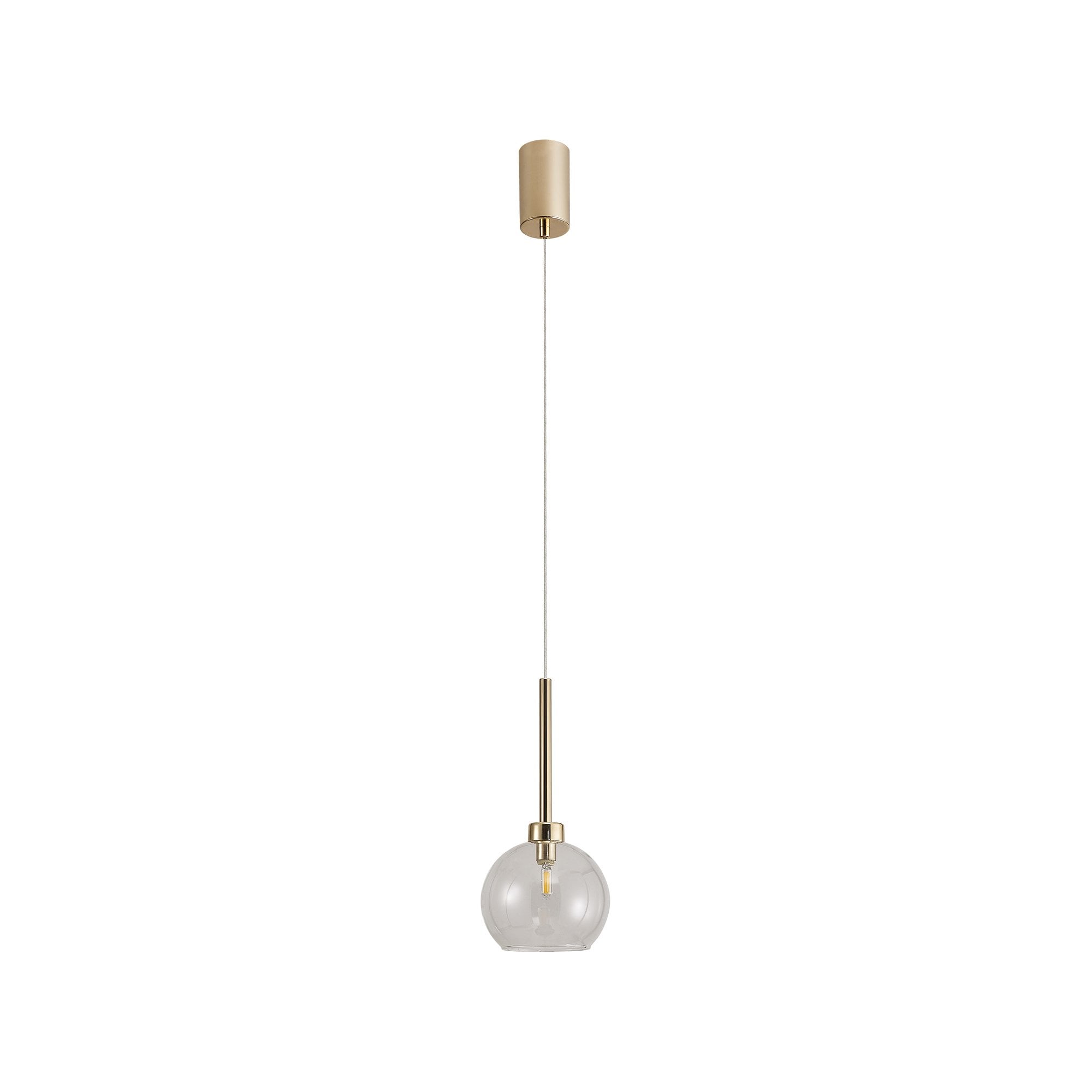Fabula Tamworth Single Pendant - Round Open Mouth Shade - French Gold & Clear Glass