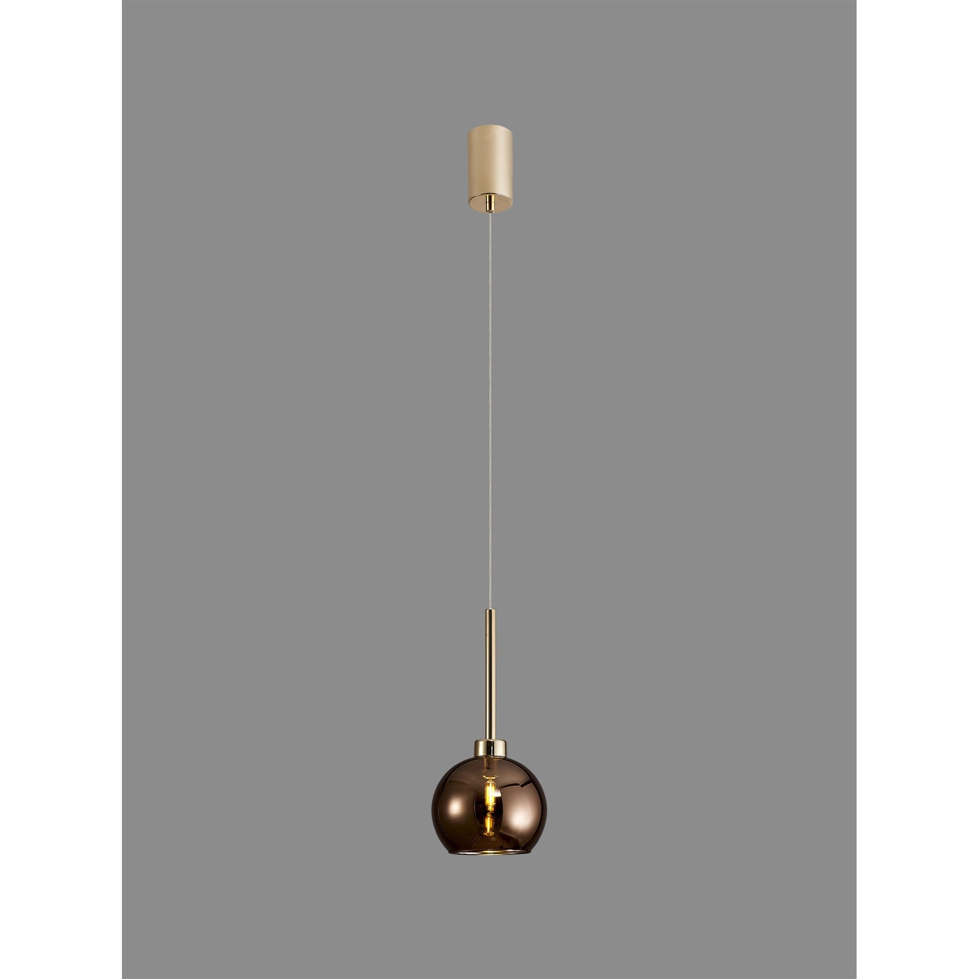 Fabula Tamworth Single Pendant - Round Open Mouth Shade - French Gold & Copper Glass