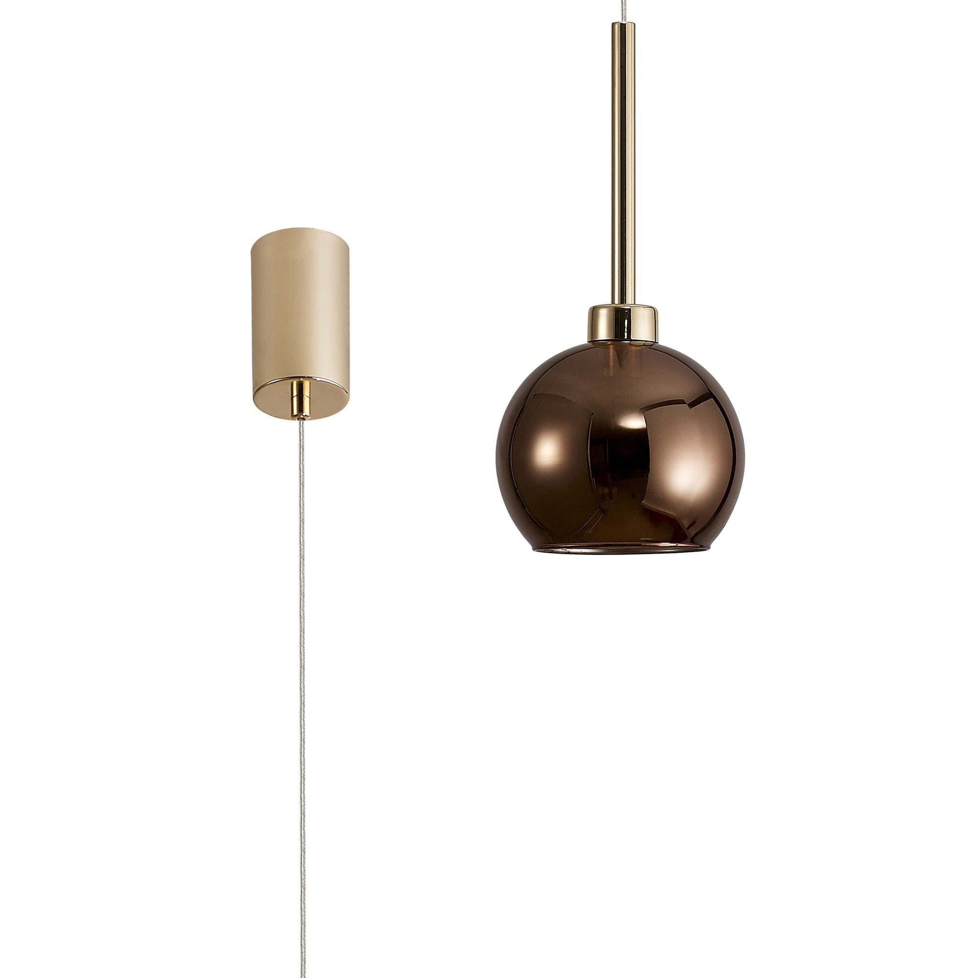 Fabula Tamworth Single Pendant - Round Open Mouth Shade - French Gold & Copper Glass