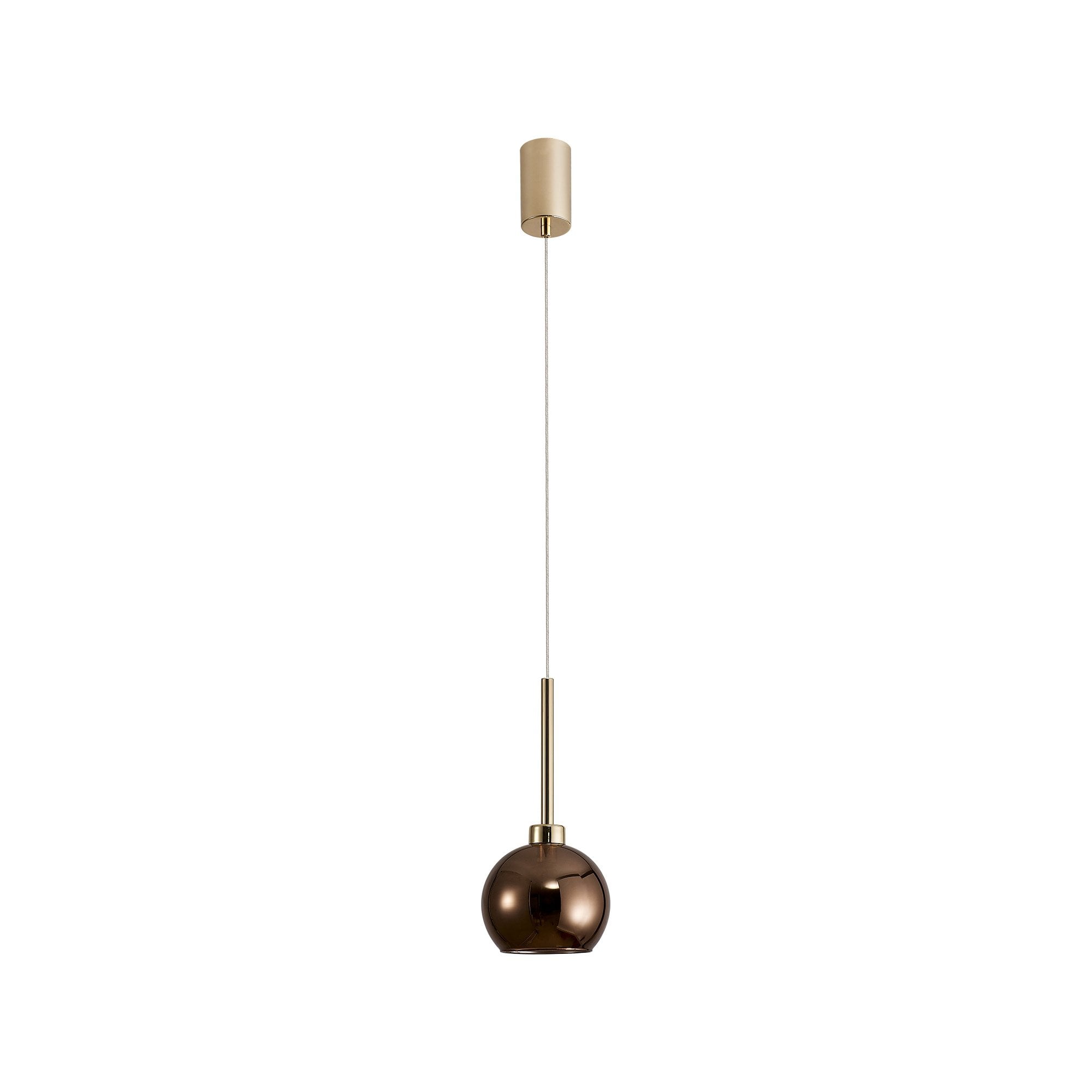 Fabula Tamworth Single Pendant - Round Open Mouth Shade - French Gold & Copper Glass