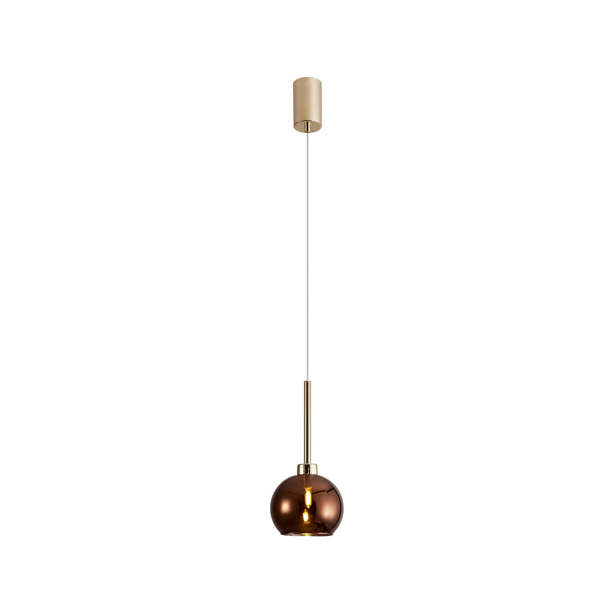Fabula Tamworth Single Pendant - Round Open Mouth Shade - French Gold & Dark Copper Glass