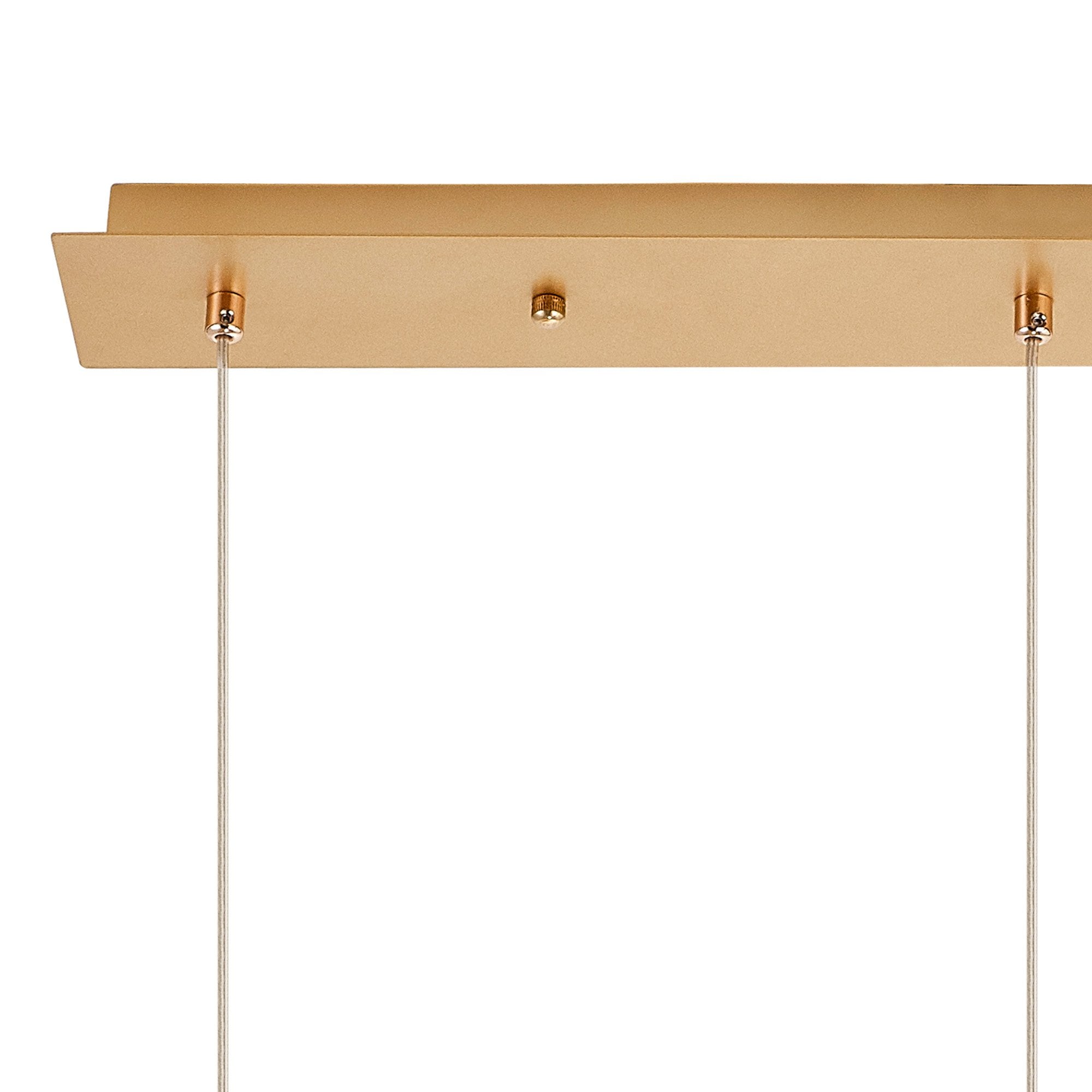 Fabula Tamworth 3 Light Linear Pendant - Wine Glass Shades with Inner Frosted Glass - French Gold, Smoked & Frosted Glass