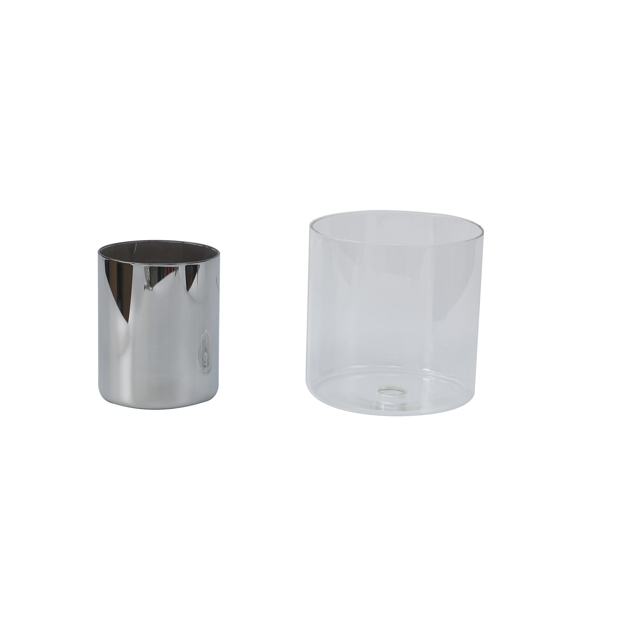 Fabula Tamworth 6 Light Linear Pendant - Medium Cylinder Shades with Clear Outer Glass - French Gold, Chrome & Clear Glass