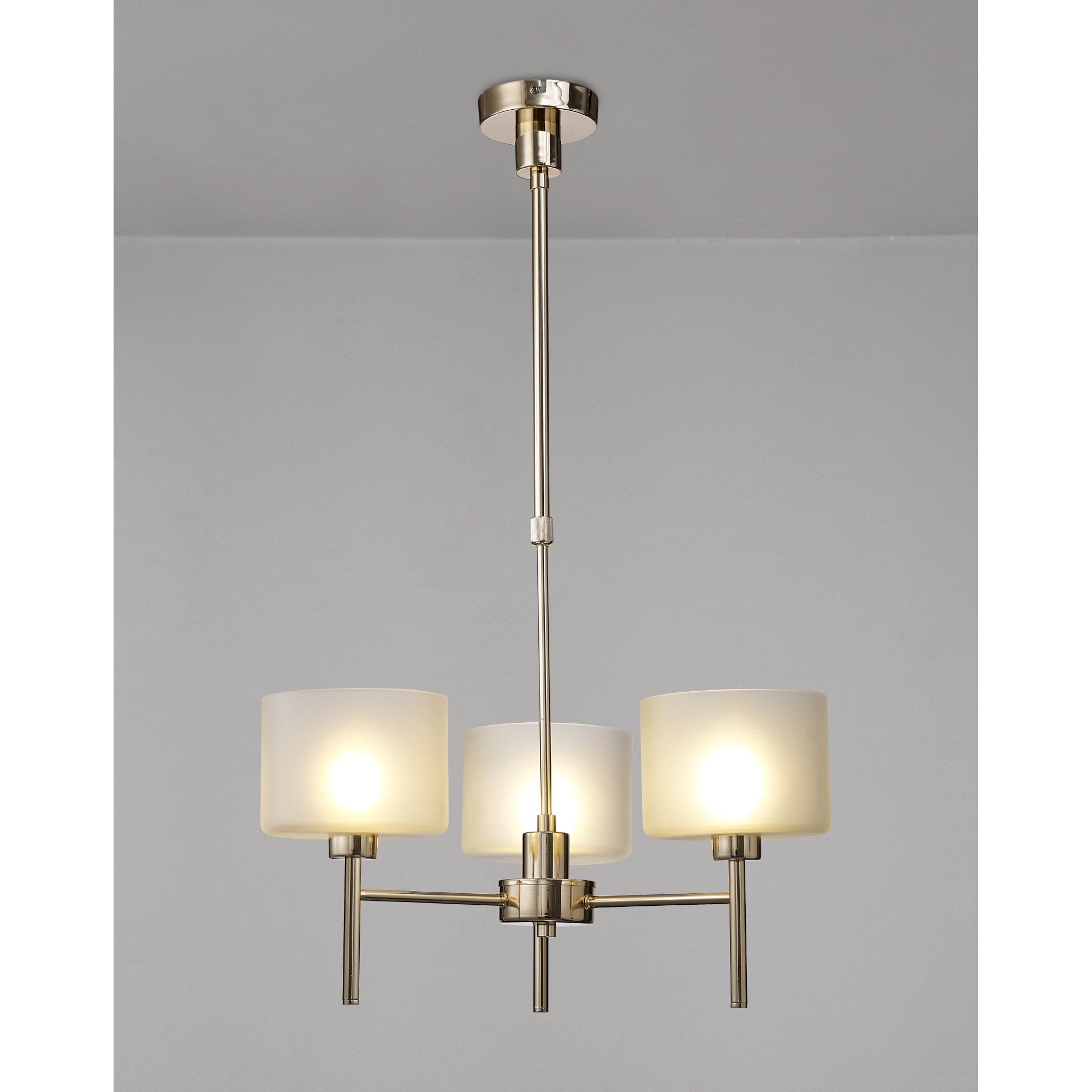 Fabula Tamworth 3 Light Telescopic Semi Flush - Short Cylinder Shades - French Gold & Frosted Glass