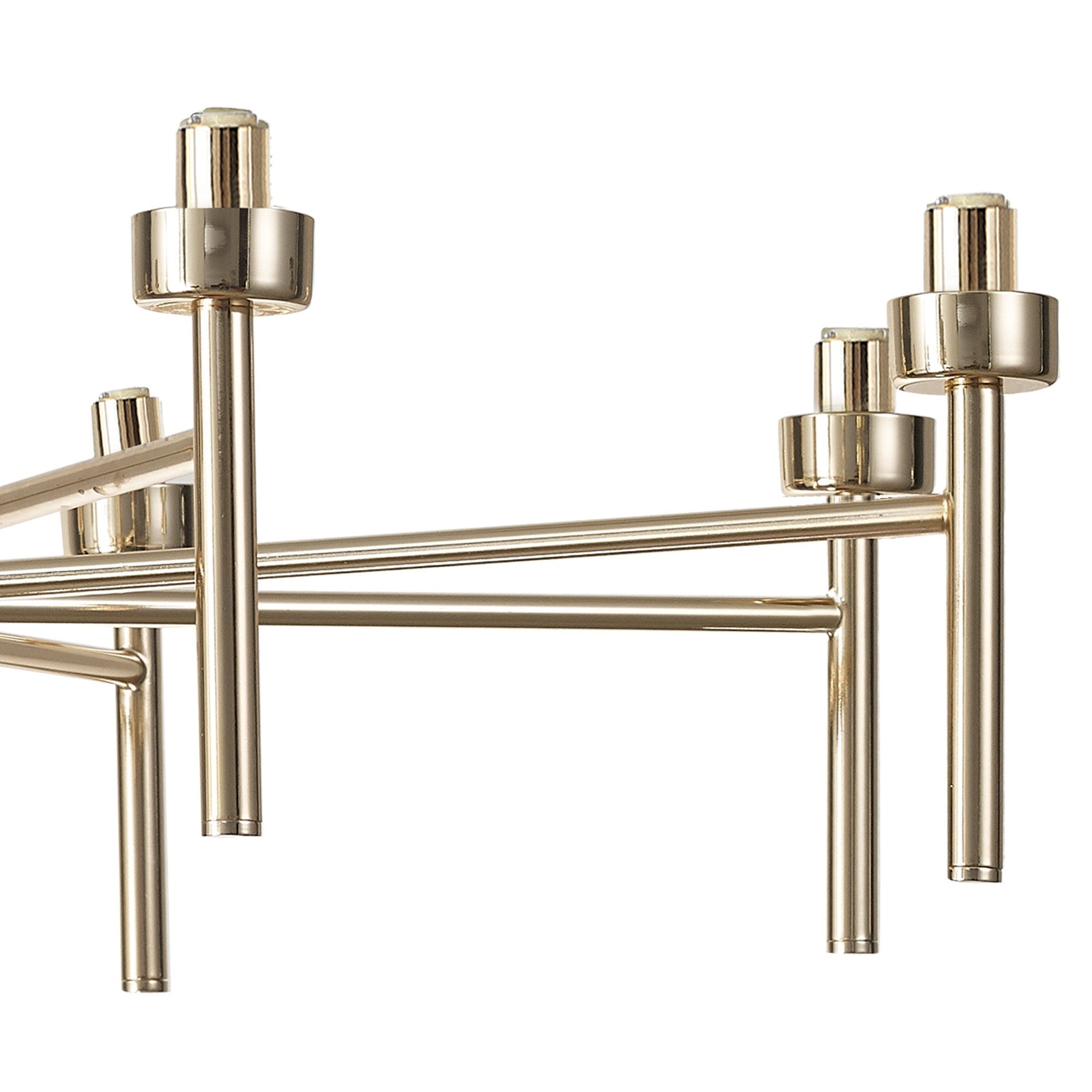 Fabula Tamworth 8 Light Telescopic Semi Flush - Medium Cylinder Shades - French Gold & Clear Glass