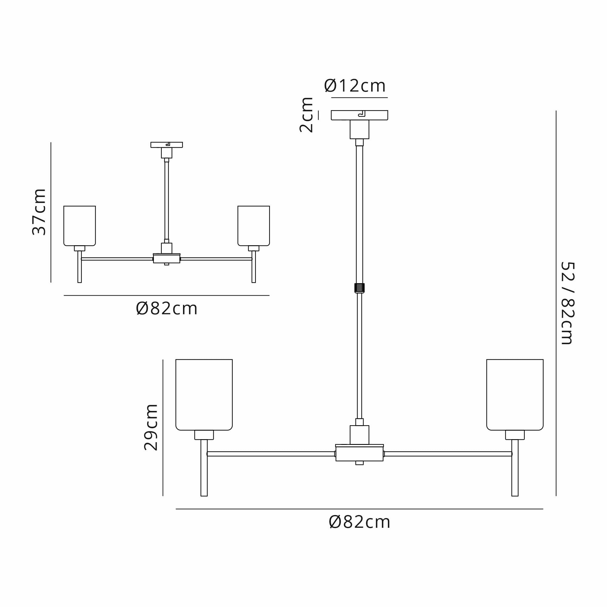 Fabula Tamworth 8 Light Telescopic Semi Flush - Medium Cylinder Shades - French Gold & Smoked Glass