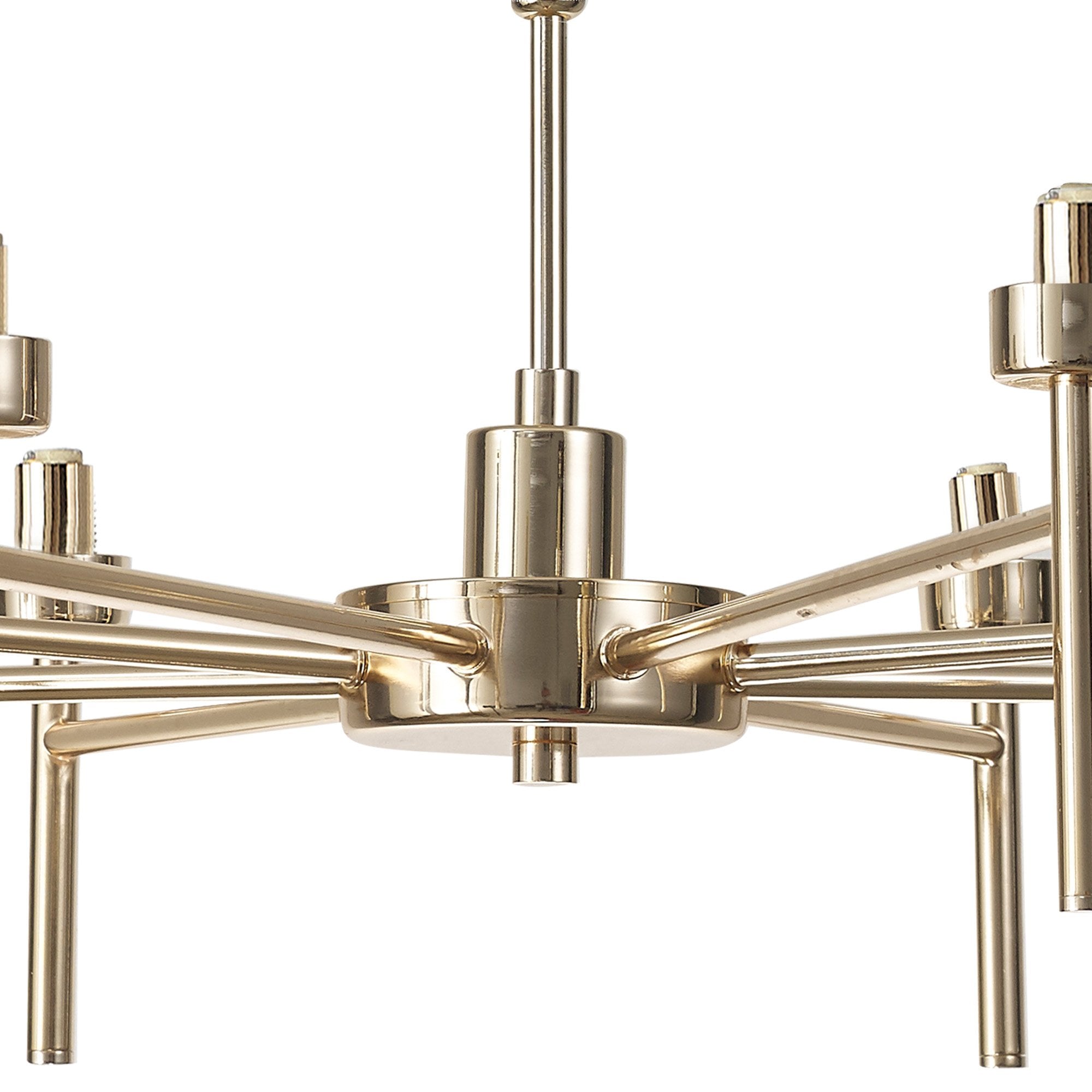 Fabula Tamworth 8 Light Telescopic Semi Flush - Round Shades with Inner Frosted Globes - French Gold, Cognac & Frosted Glass