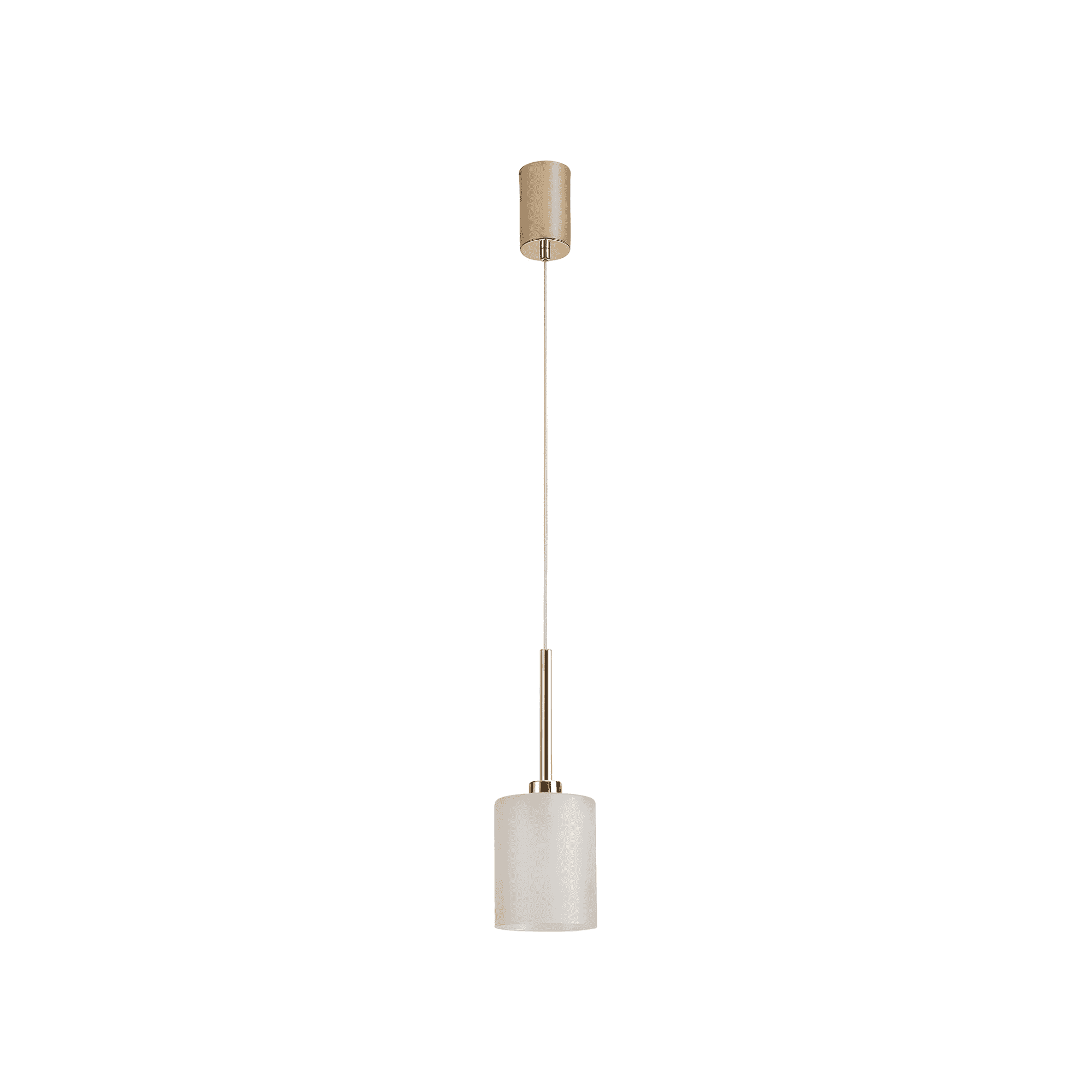 Fabula Tamworth Single Pendant - Medium Cylinder Shade - French Gold & Frosted Glass