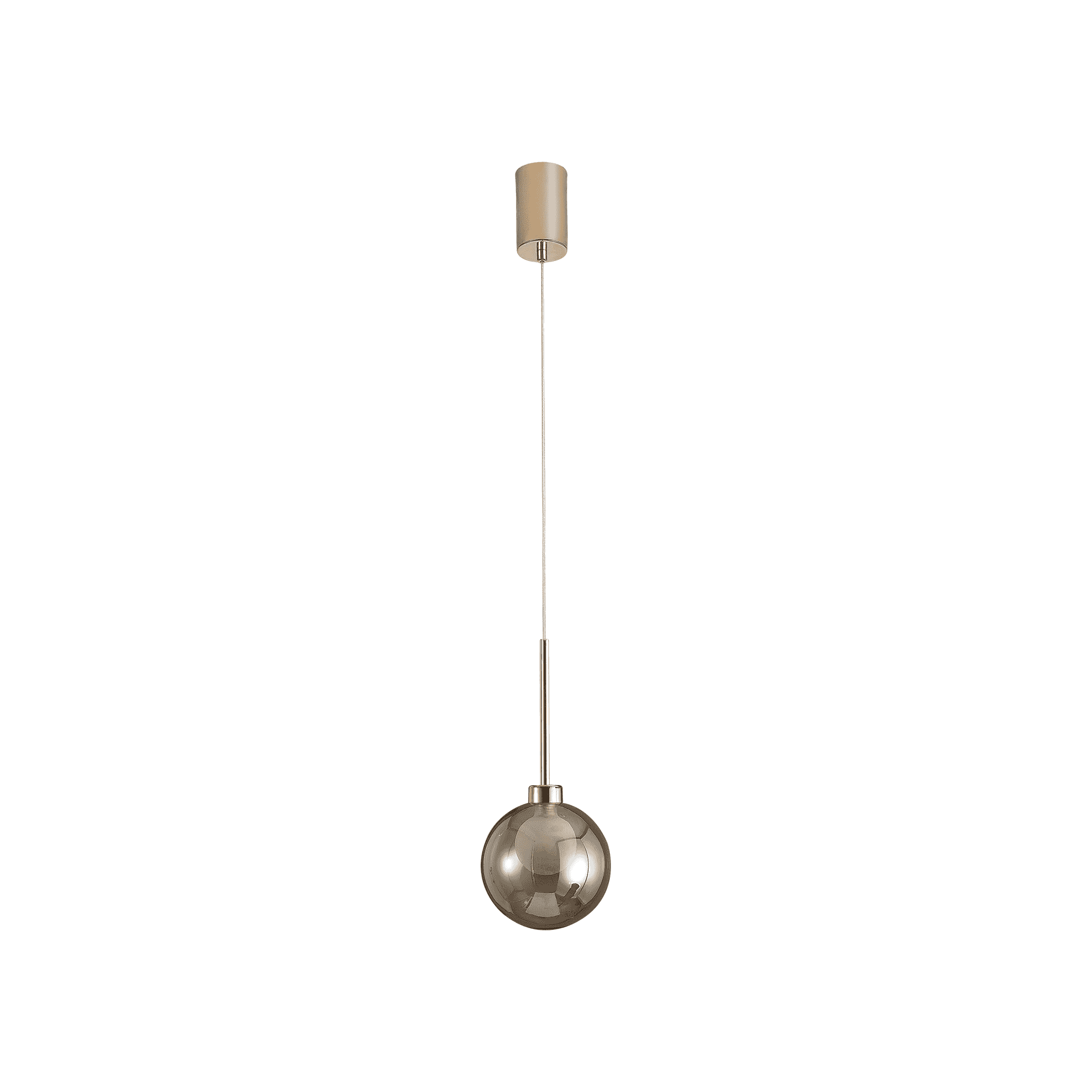 Fabula Tamworth Single Pendant - Round Shade with Inner Frosted Globe - French Gold, Cognac & Frosted Glass