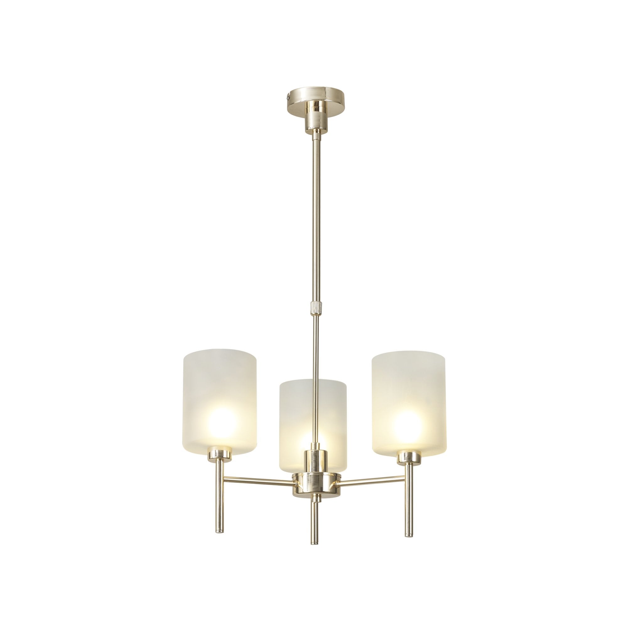 Fabula Tamworth 3 Light Telescopic Semi Flush - Medium Cylinder Shades - French Gold & Frosted Glass