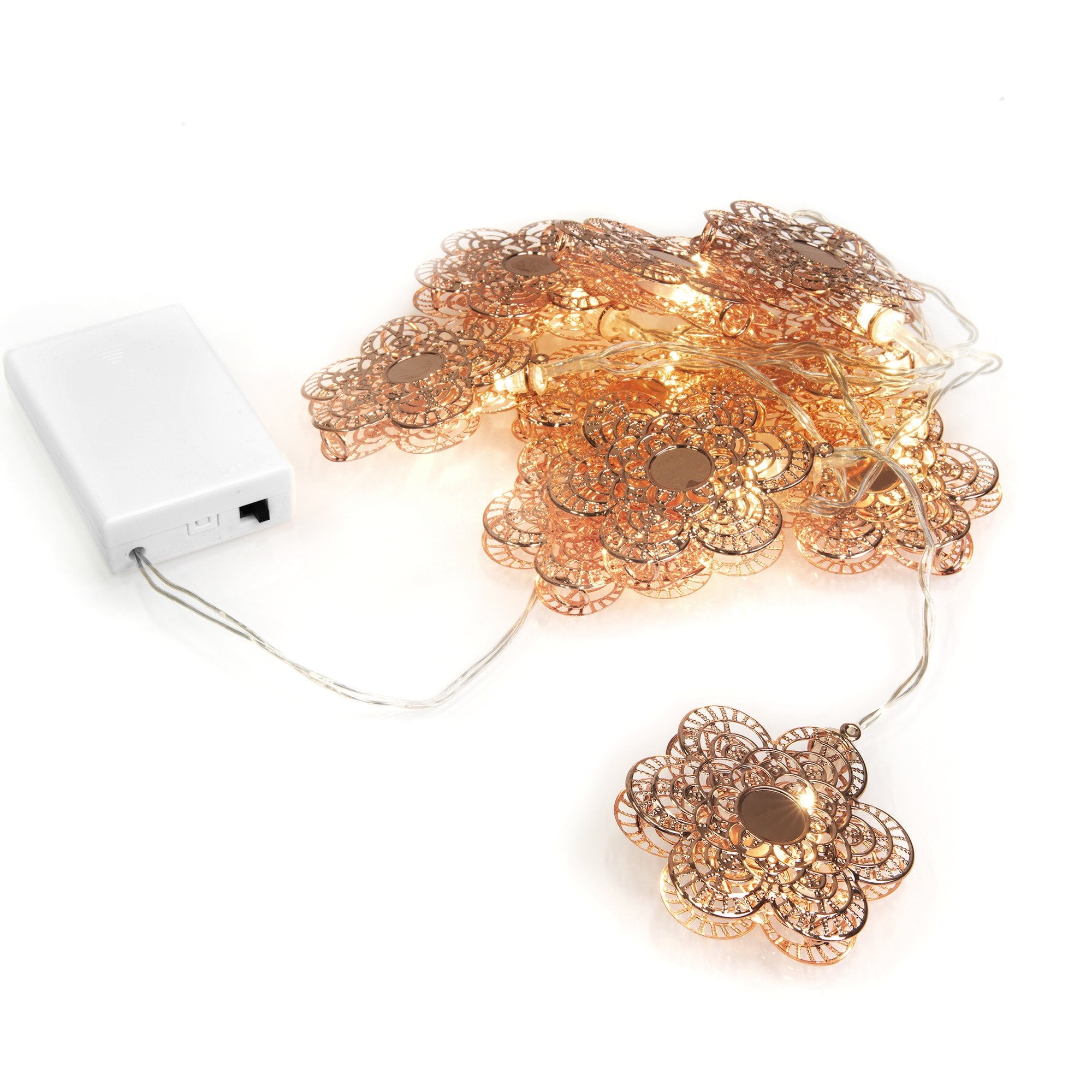 Konstsmide Festoon 0.9m Decorative Light Set - 10 LED Flowers - Copper - Battery Operated