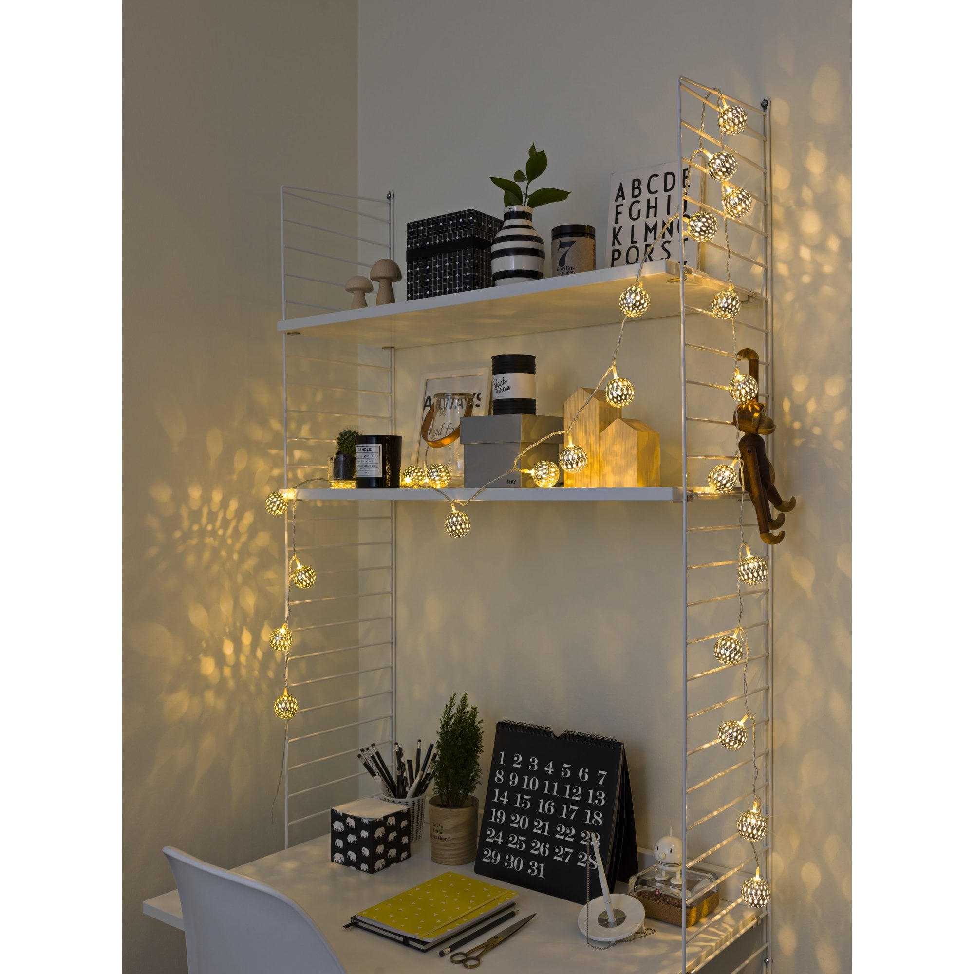 Konstsmide Festoon 3m Decorative Light Set - 24 LED Metal Balls - Silver