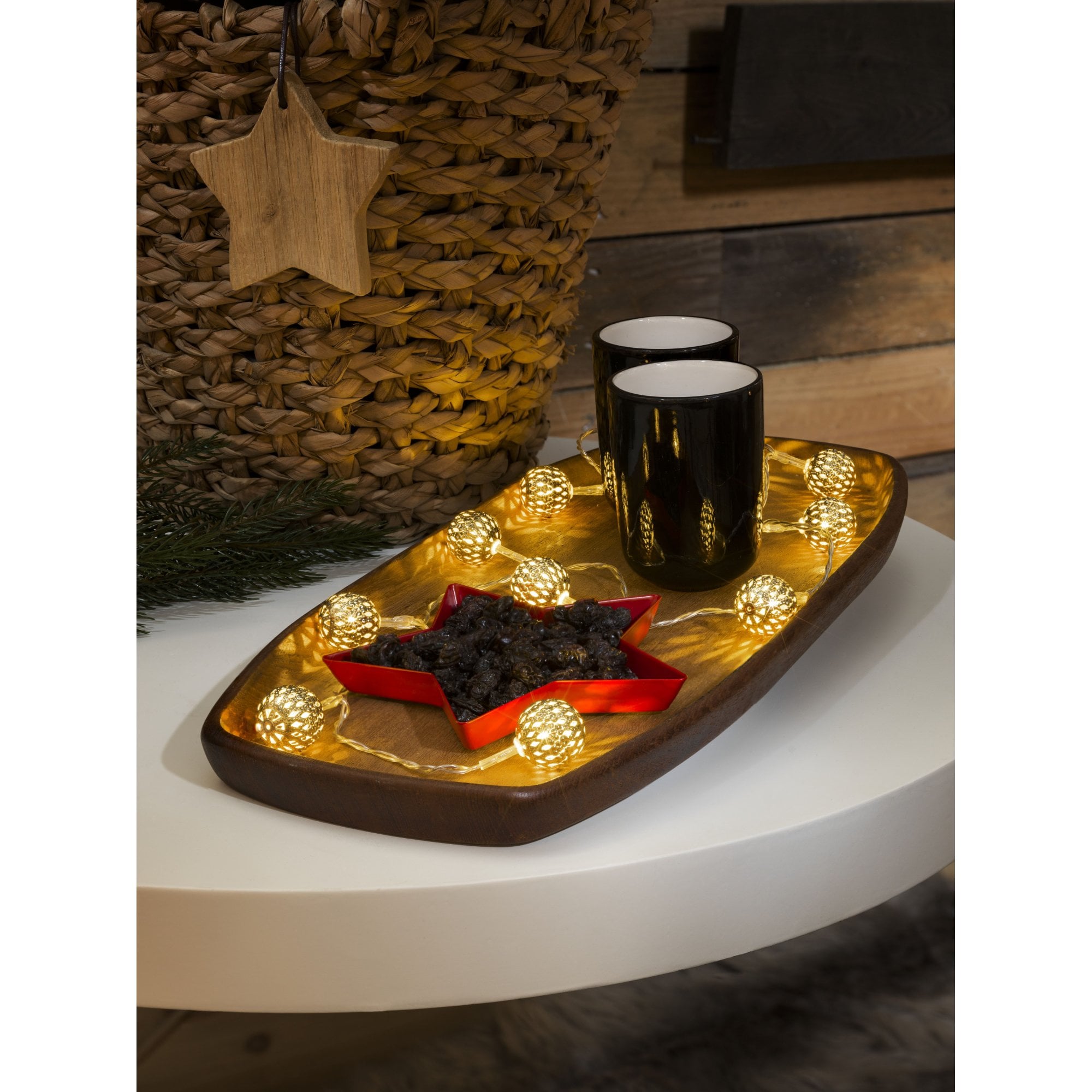 Konstsmide Festoon 0.9m Decorative Light Set - 10 LED Metal Balls - Gold - Battery Operated