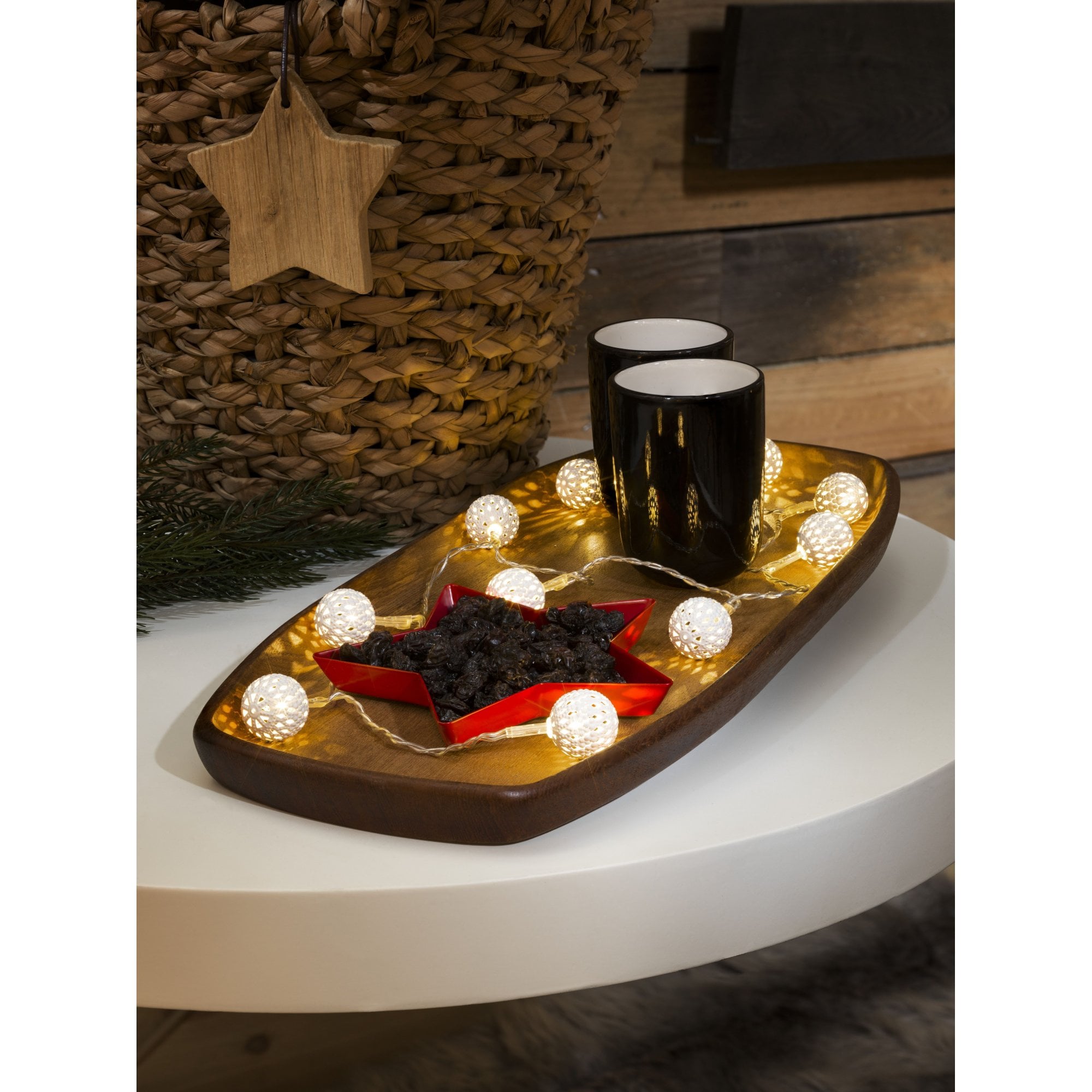 Konstsmide Festoon 0.9m Decorative Light Set - 10 LED Metal Balls - White - Battery Operated